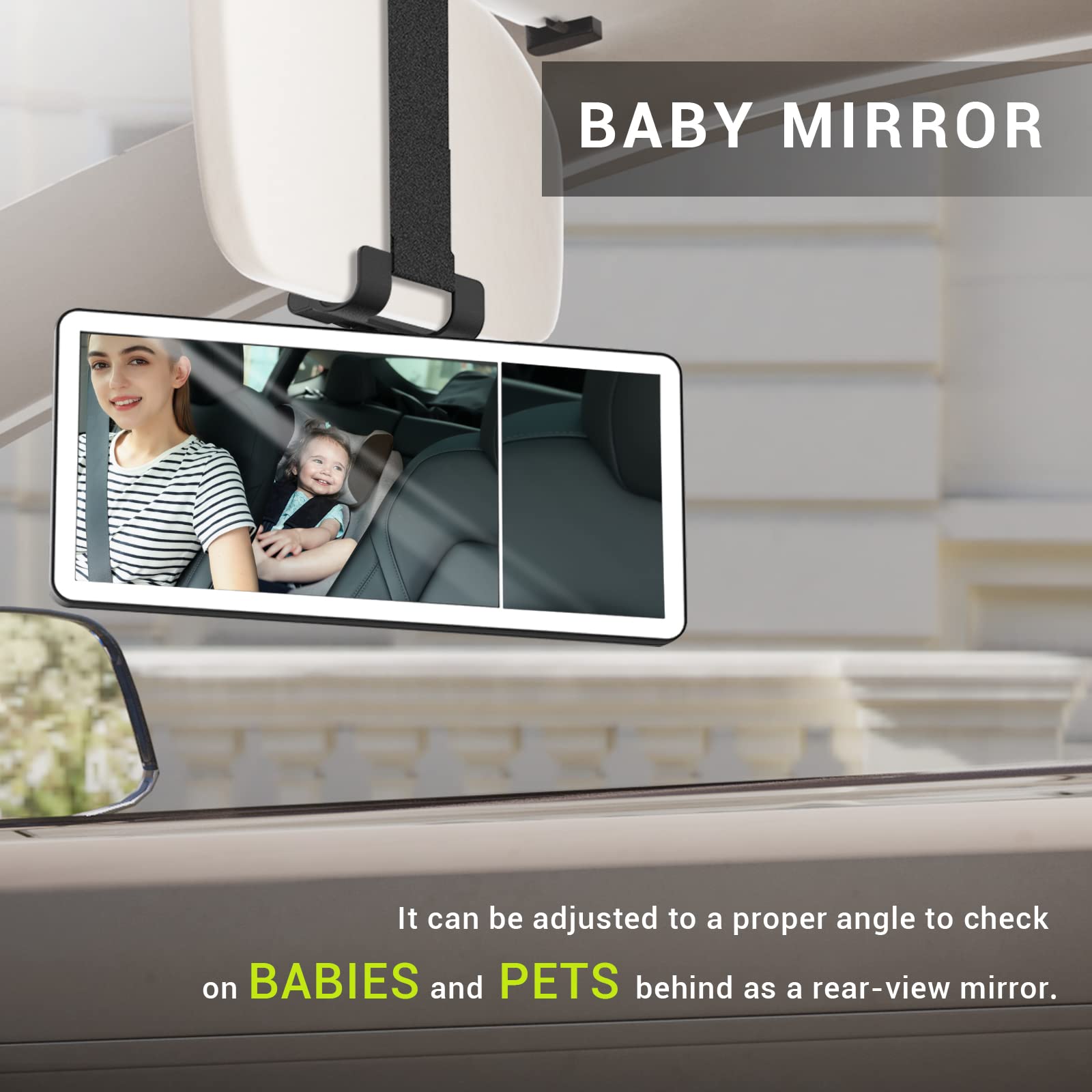 SodaRide Car Sun Visor Vanity Mirror with Dimmable Led Light, Rechargeable 360 Adjustable Angle Rearview Big Makeup Mirror For T