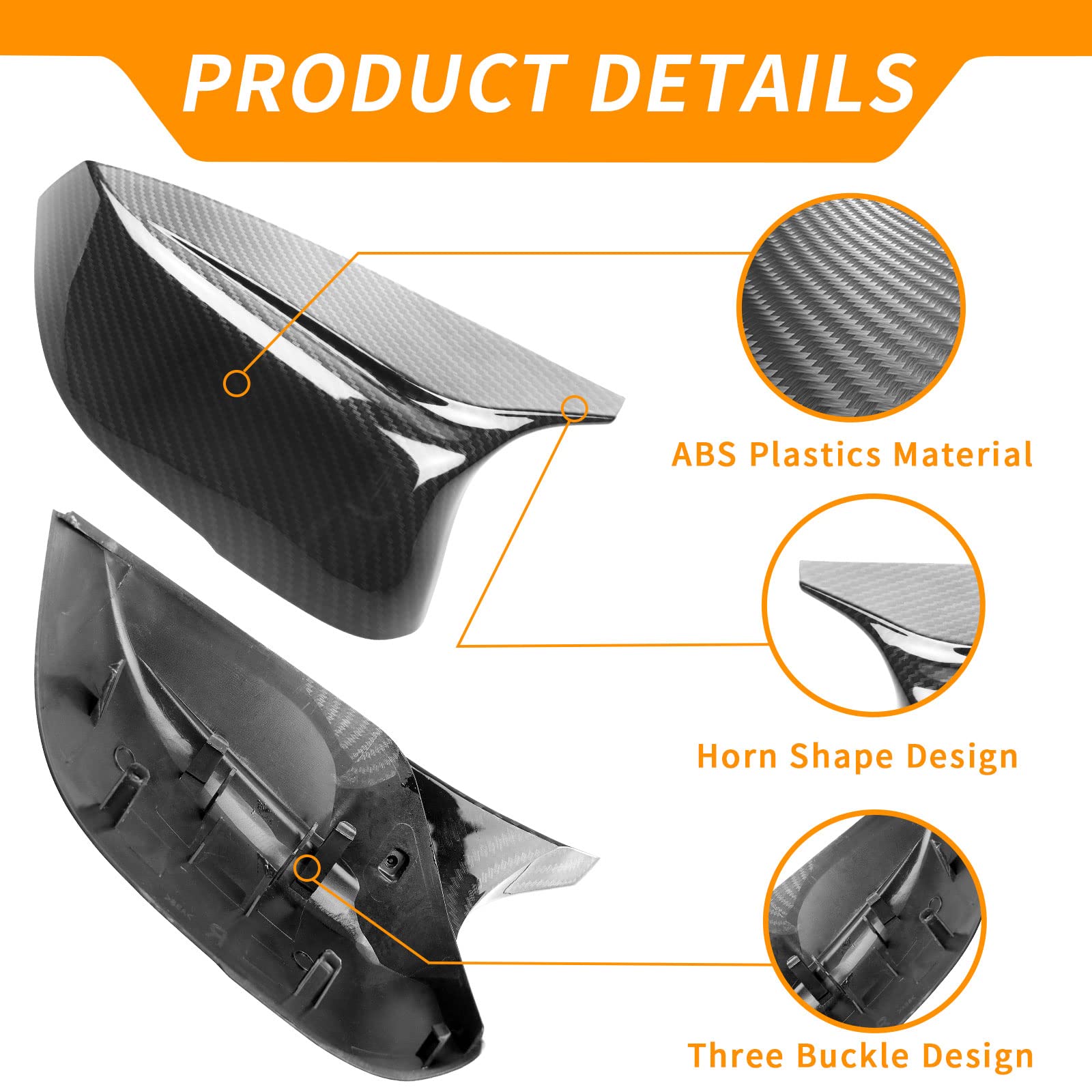 Carbon Fiber Door Mirror Cover Caps Compatible With Infiniti - Left & Right Rearview Mirror Caps Replacement For Infiniti Q50 Se