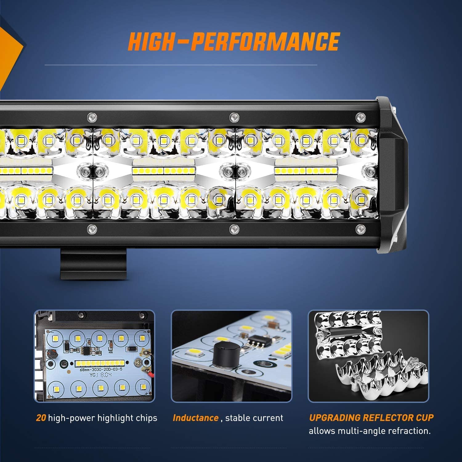 Nilight 26 Inch 540W Led Light Bar Triple Row Flood Spot Combo 50000Lm Driving Boat Led Off Road Lights With 12V On/Off 5 Pin Ro