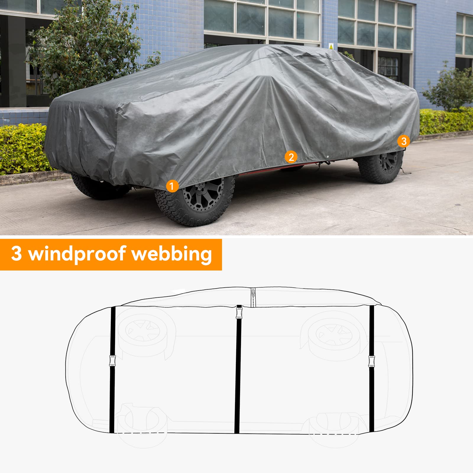 XCAR Ultra Light Waterproof Truck Car Cover for Automobiles All Weather Protection, Windproof & Breathable, Fits Cars Up to 232'