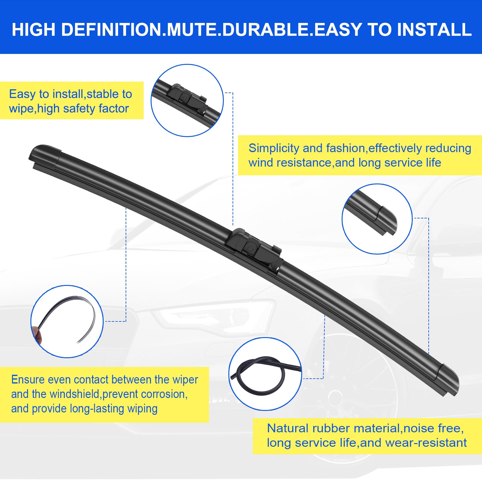 Anikluim 24''+17'' Wiper Blades With 13'' Rear Wiper Blade Set Replacement For 2010-2017 Terrain Equinox Windshield Wipers Origi