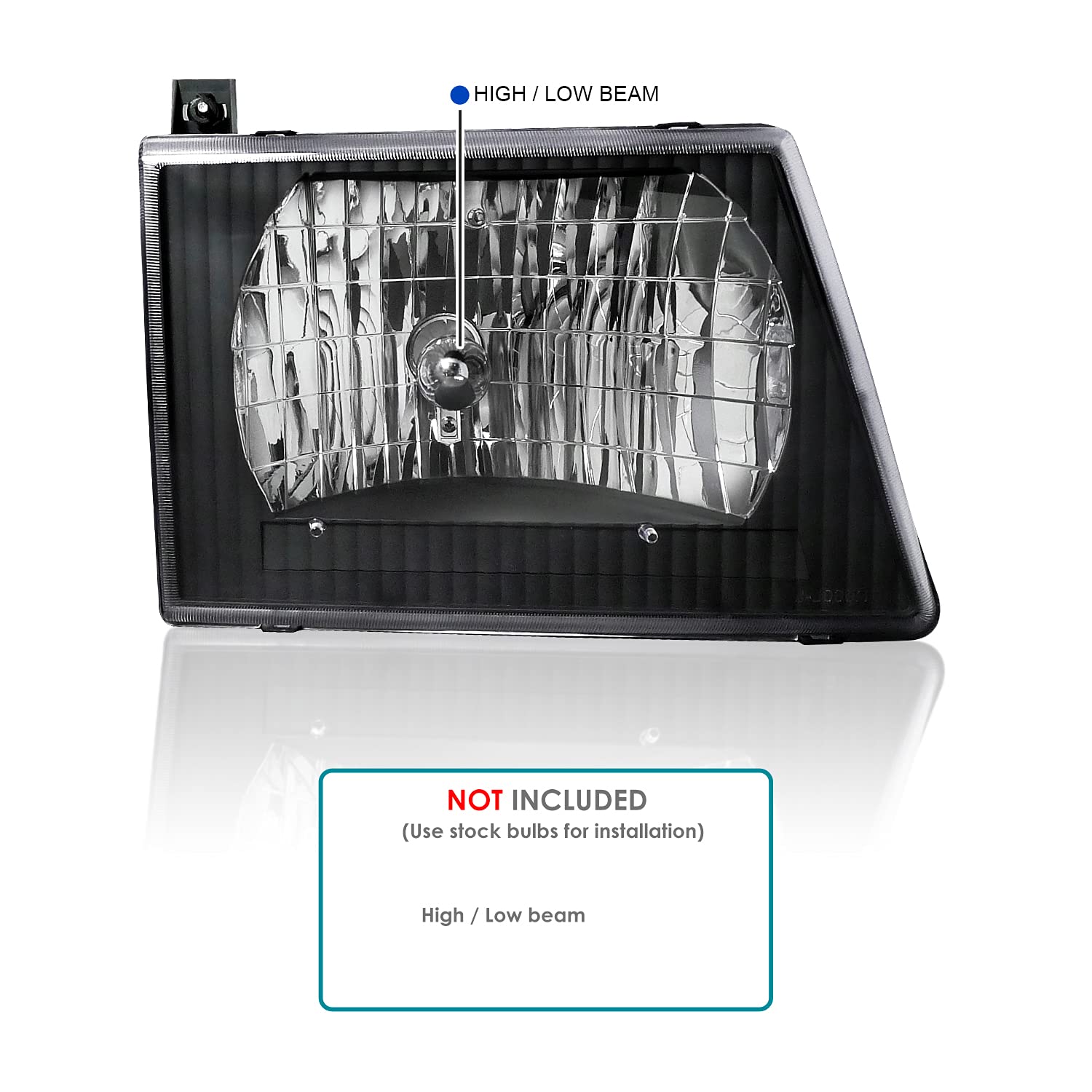 SPEC-D TUNING Headlight & Corner Light Set for 1992-2006 Ford Econoline Van, Black Housing, Clear Lens, Model 2LCLH-ECON92JM-