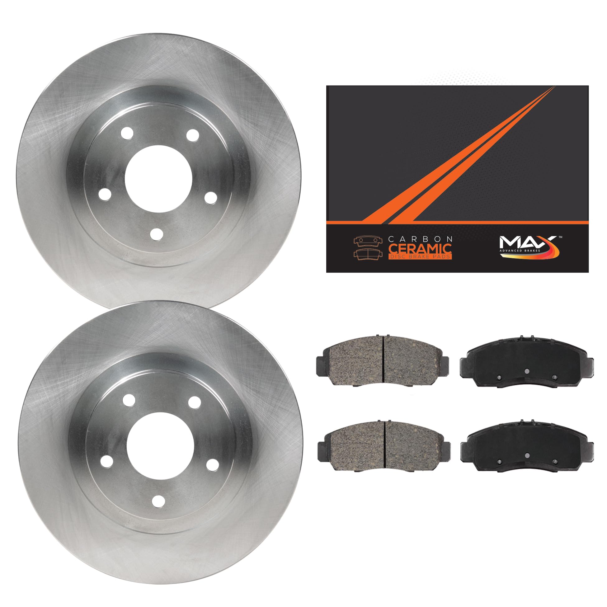Max Advanced Brakes Front Brake Kit Compatible With 2004-2005 Chevy Classic Malibu Comptaible With Pontiac Grand Am Replacement