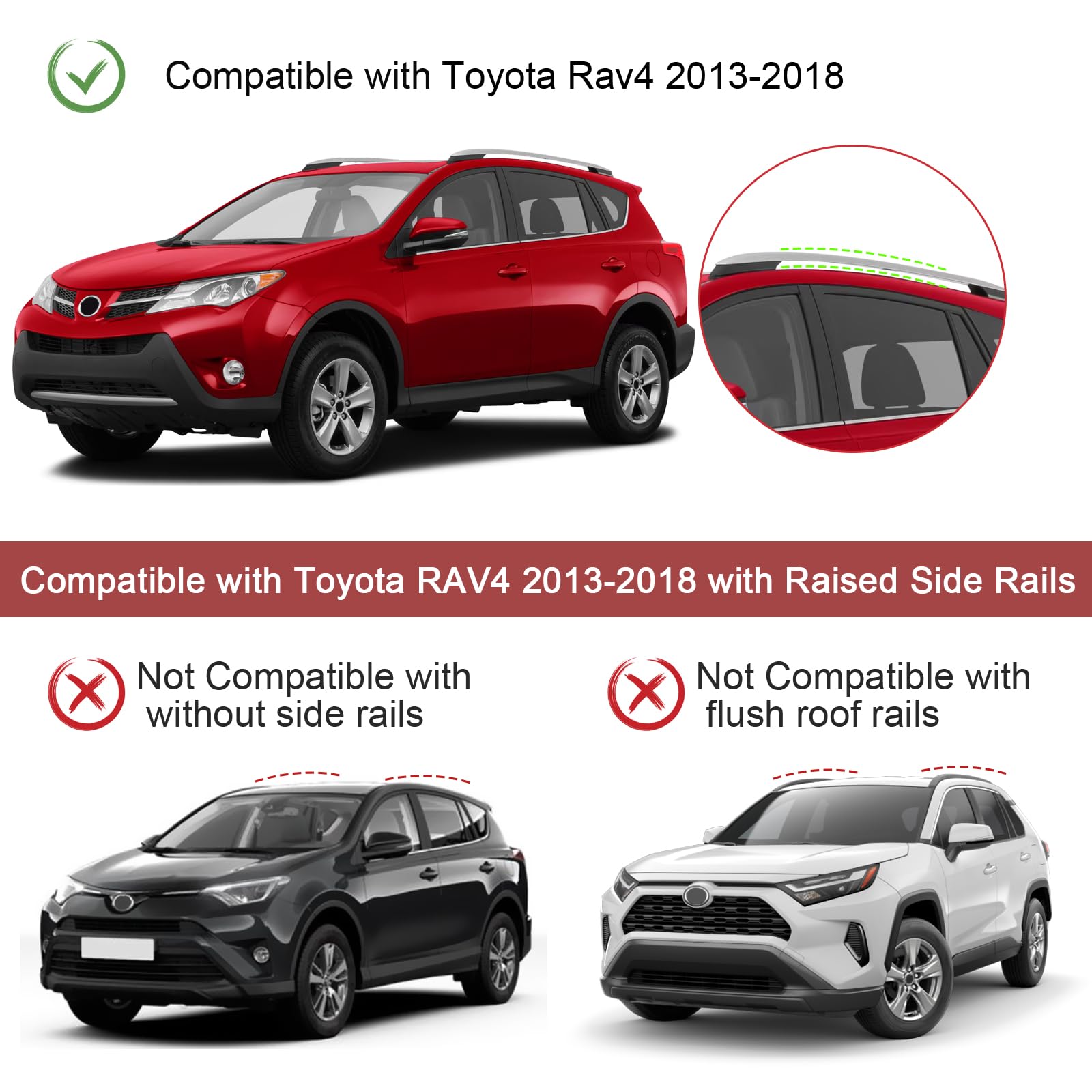 Kinggeri Lockable 220Lbs Roof Rack Cross Bars Compatible With Toyota Rav4 2013-2018, Lockable Aluminum Heavy Duty Crossbar Anti-