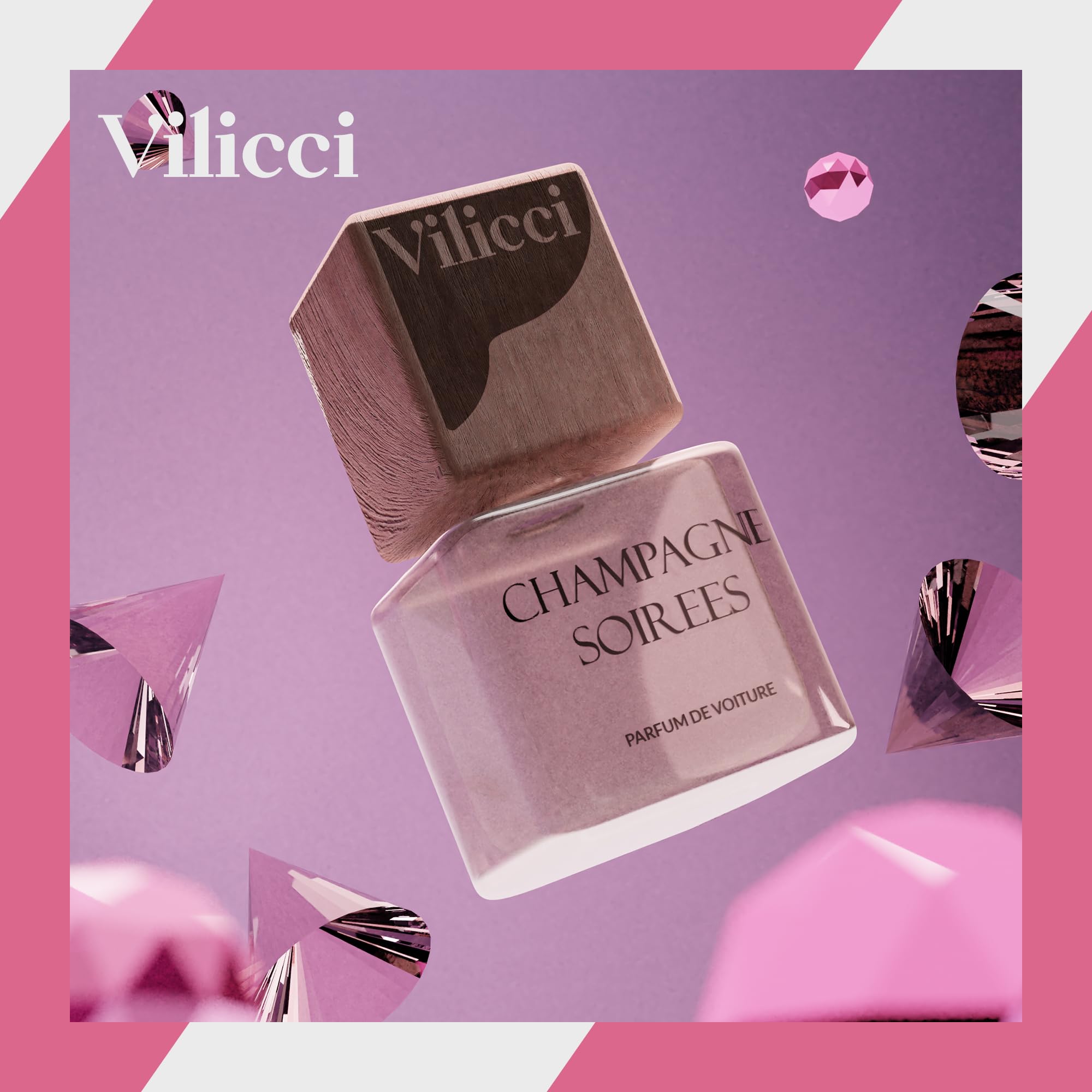Vilicci Car Air Freshener, Champagne & Soirees Scent Perfume For A Refreshing Drive, Car Air Freshener, Eliminates Unpleasant Ho