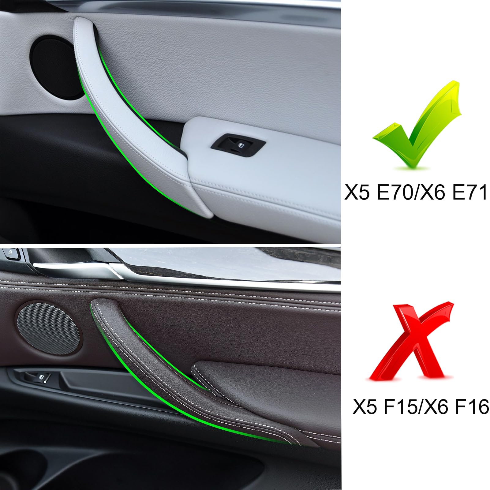 Jaronx For Bmw X5 X6 Door Pull Handle, Inner Interior Door Trim Grab Cover Left Rear Armrest Bracket (Fits:Bmw X5 2008-2013 And