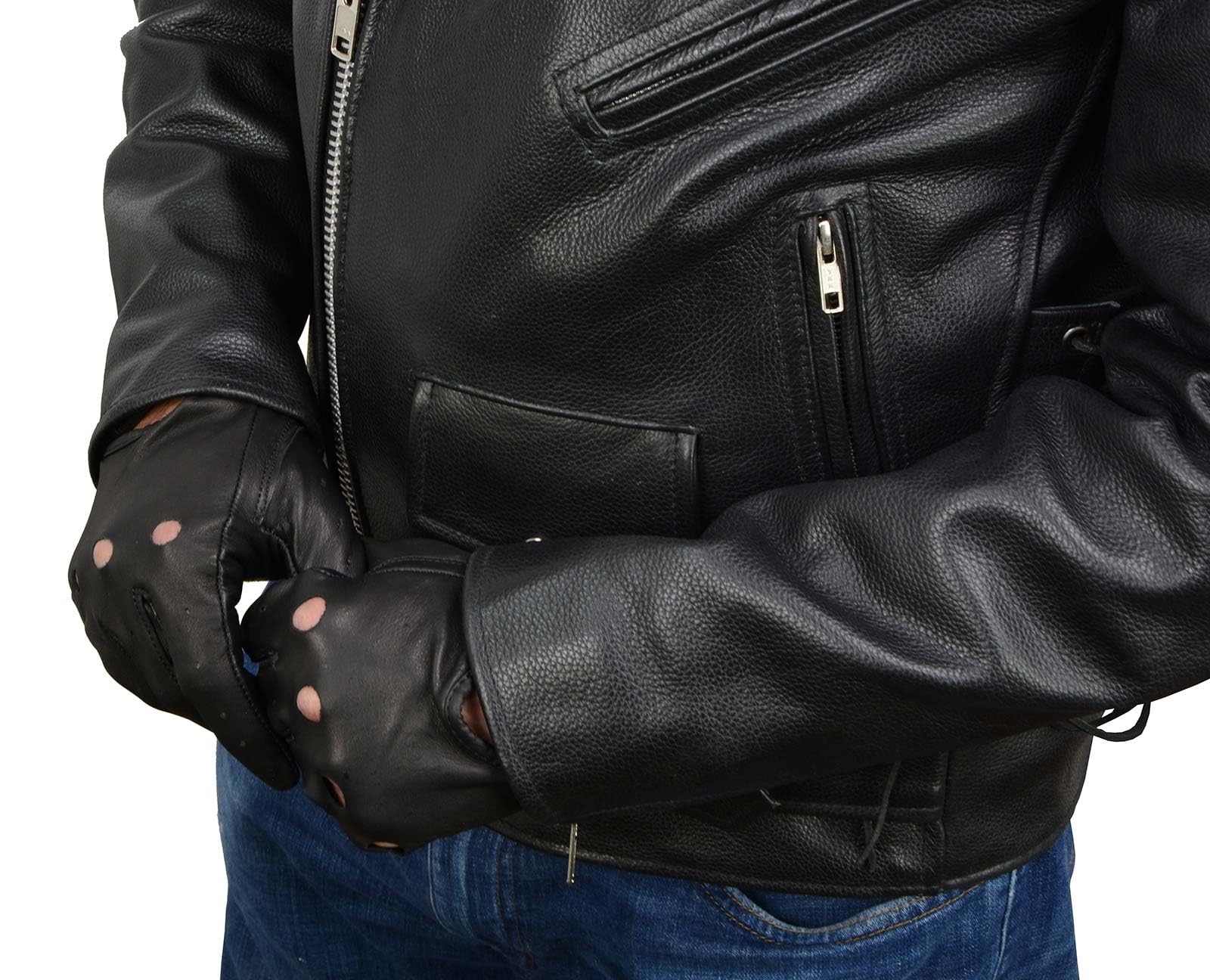 Milwaukee Leather Sh247 Men'S Black Leather Unlined Classic Style Driving Gloves - Large