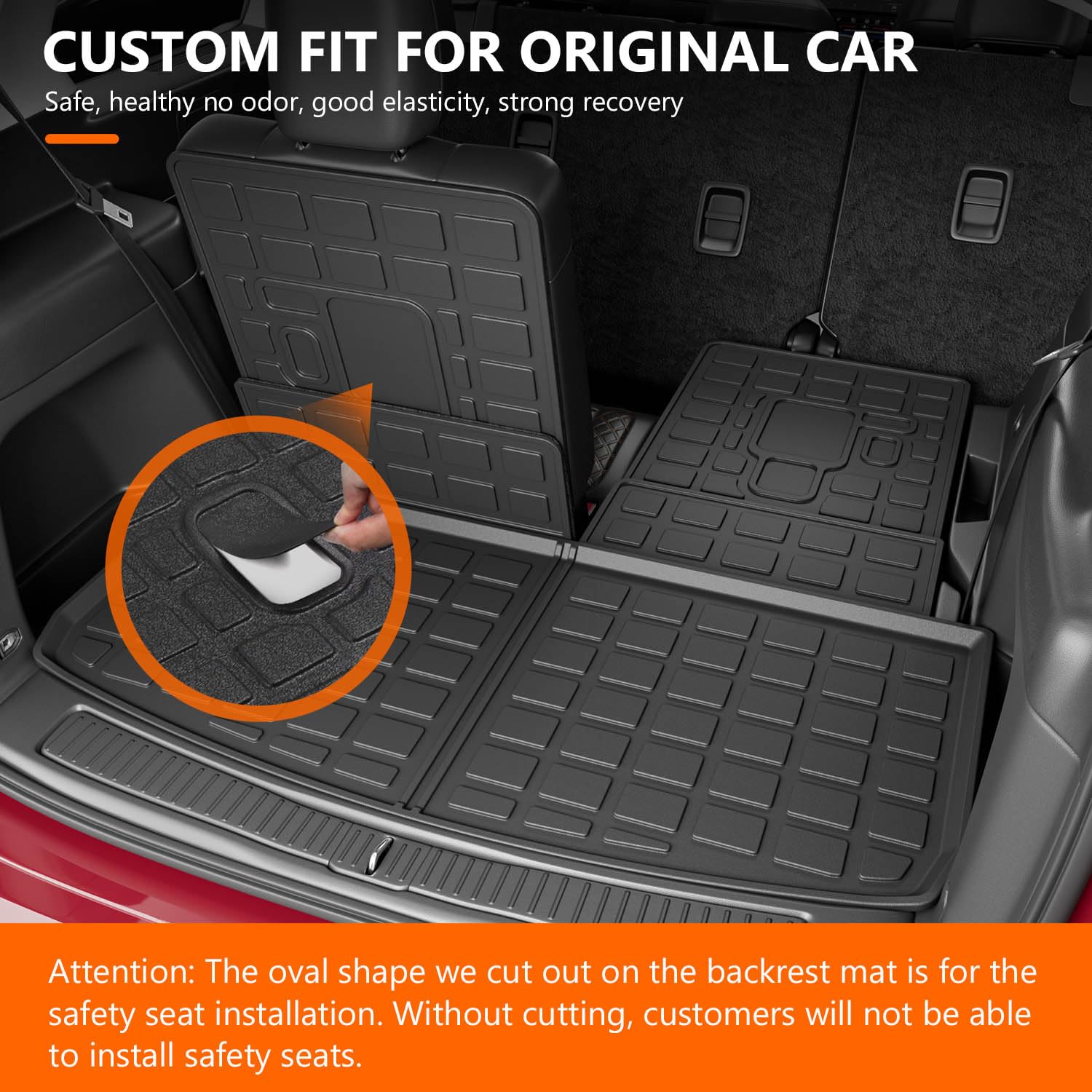 powoq Cargo Mat for 2021-2025 Jeep Grand Cherokee L, TPE Rear Trunk & Backrest Liner, Compatible with Overland Accessories