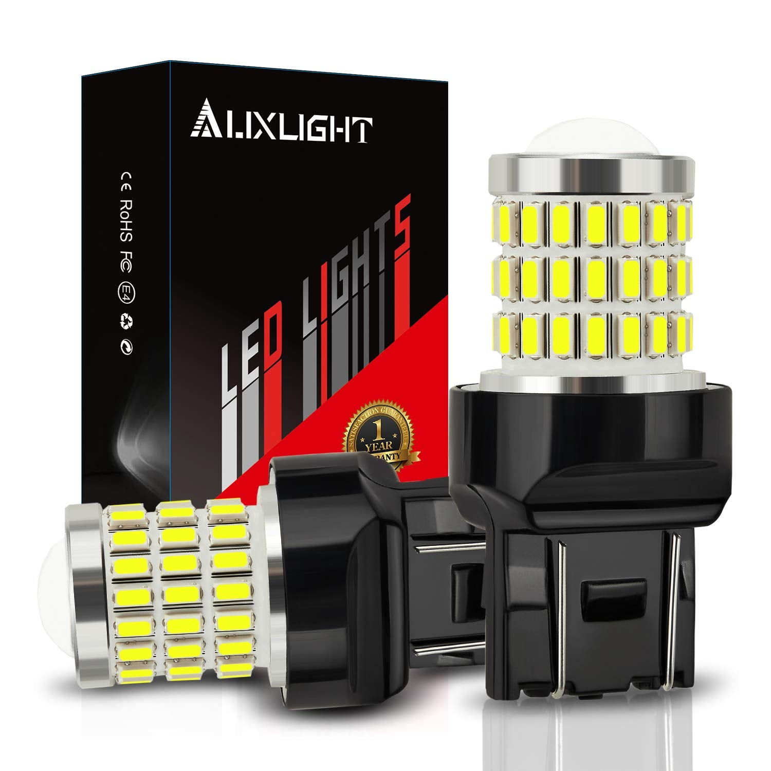 Auxlight 7440 7441 7443 7444 T20 992 W21W Led Bulbs Xenon White, Ultra Bright 57-Smd Led Replacement For Back Up/Reverse Lights, Brake/Tail Lights, Turn Signal/Parking Or Running Lights (Pack Of 2)