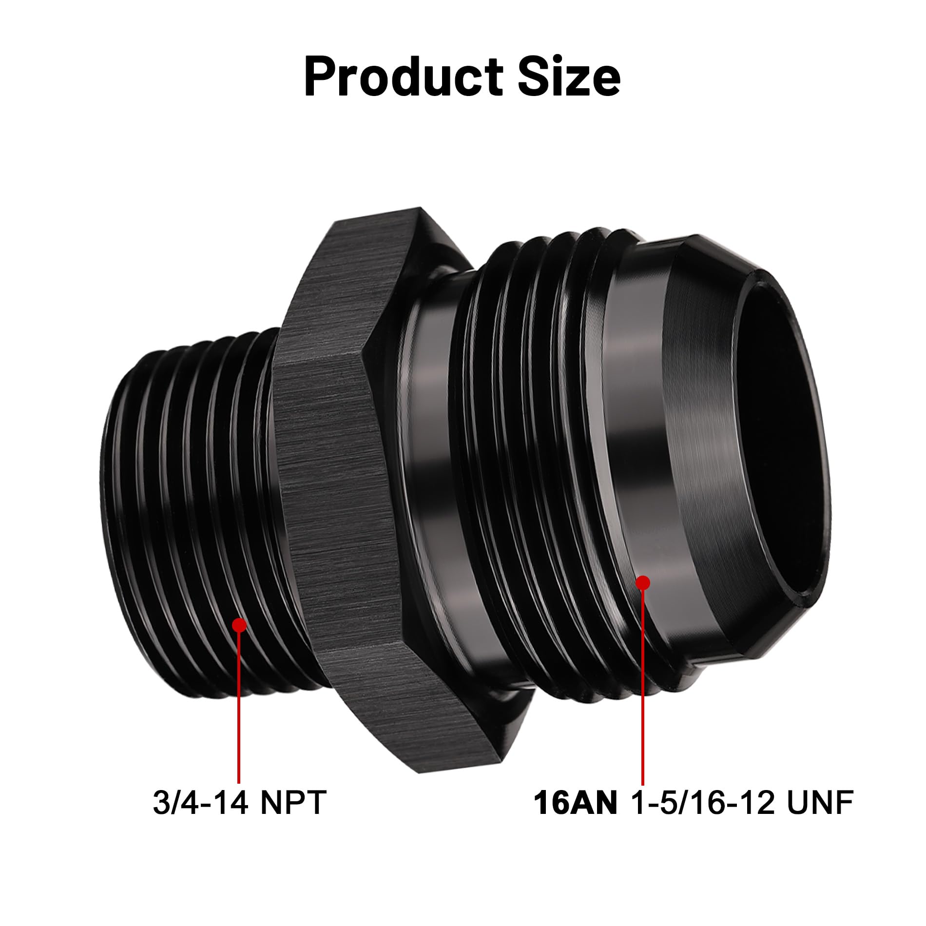 Evil Energy 16An Male Flare To 3/4'' Npt Pipe Fitting Adapter Straight Aluminum Black