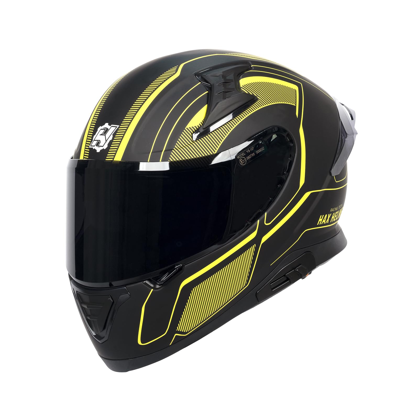 HAX Full Face Motorcycle Helmet with Dual Rear Wing and Pinlock Ready DOT Approved - Lightweight and Durable Motorbike Street Bi