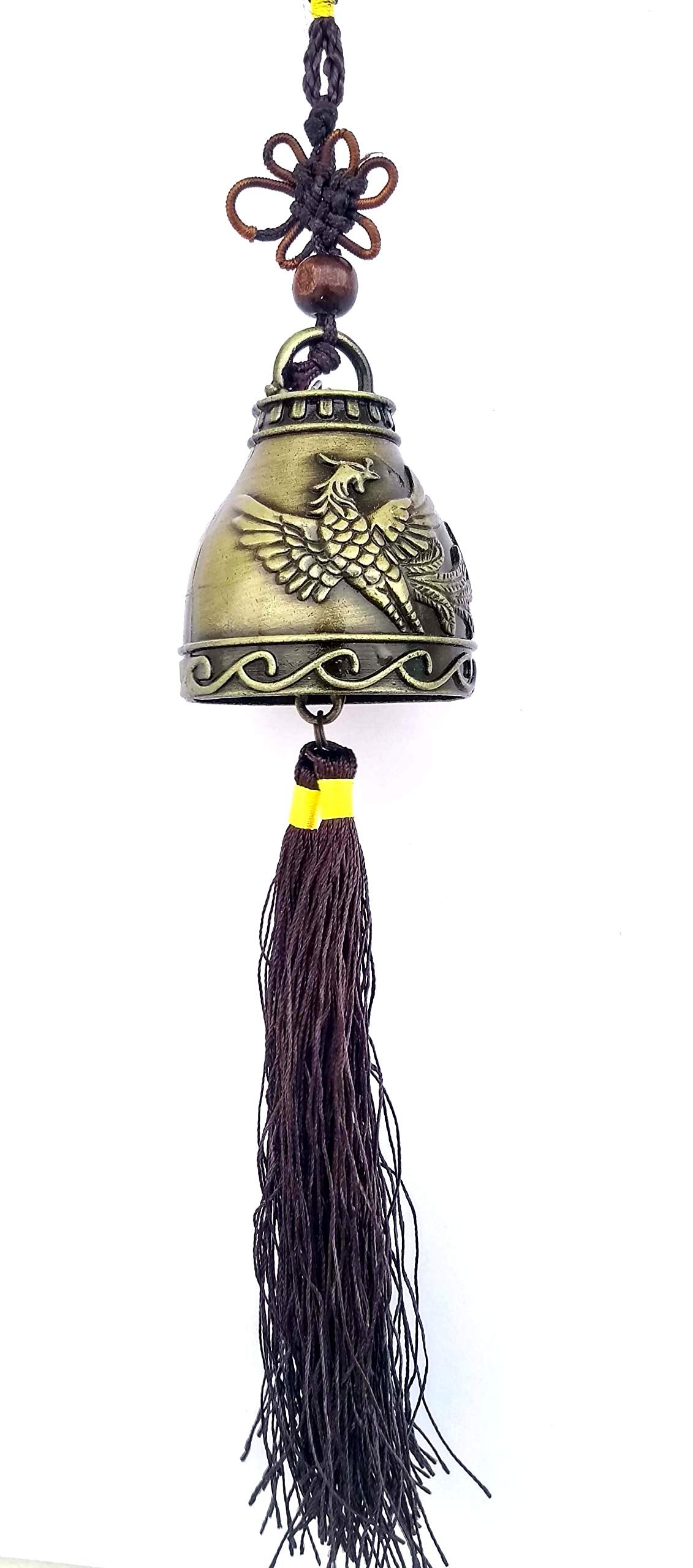 LOVE KART Car Hanging Decor Tibetian Feng Shui Lucky Bell Rear Mirror Hanging for Home/Ornament/Spiritual/Pooja/Decorative Showp