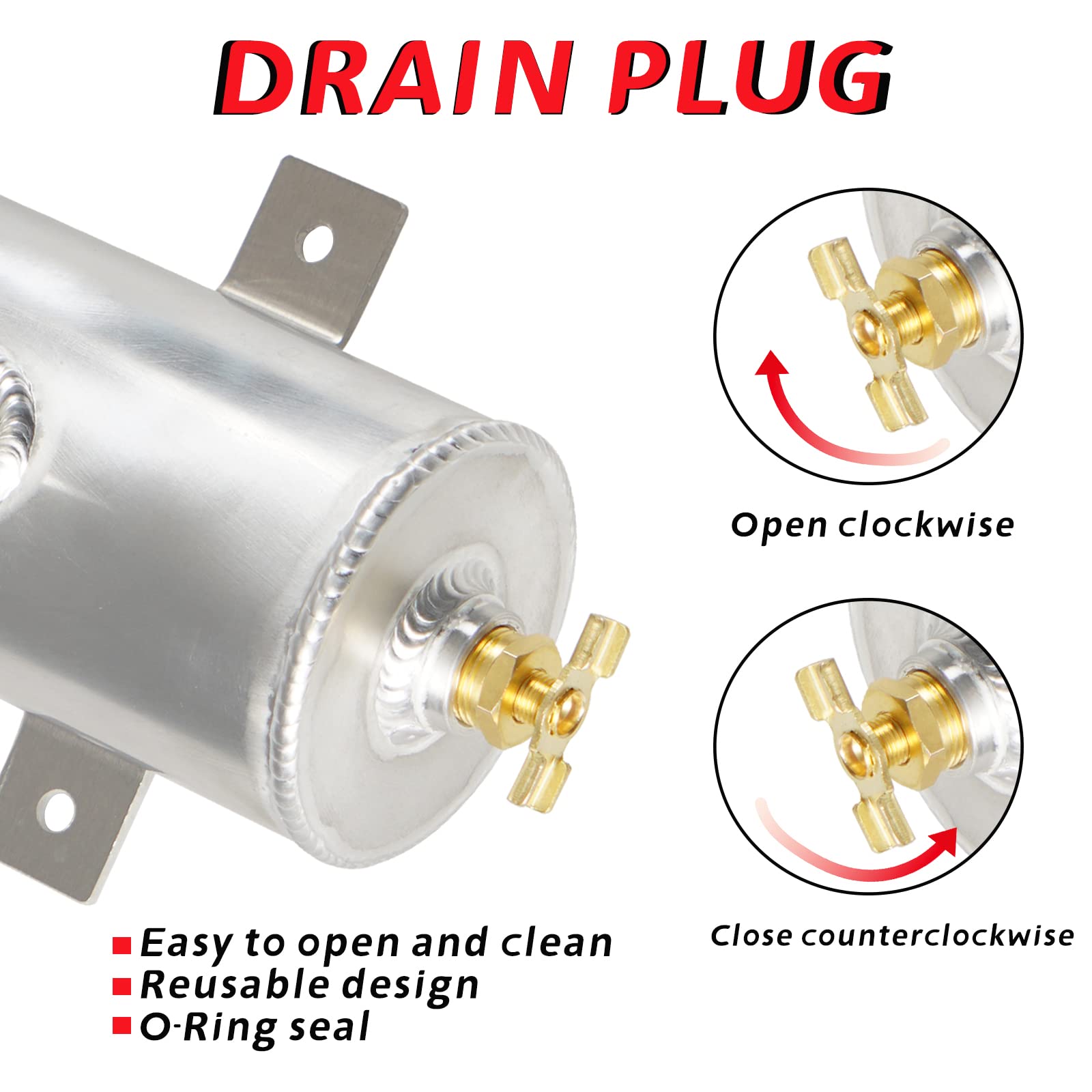Poseng Universal 10An Oil Catch Can Tank Baffled 750Ml With Filter Aluminum Silver