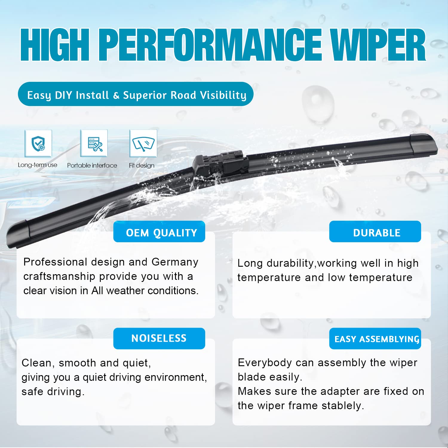 Vtogoi Wiper Blades With Rear Wiper Blades Set For Bmw X5 2007-2013,Automotive Replacement Windshield Wiper Blades, That Meet Oe