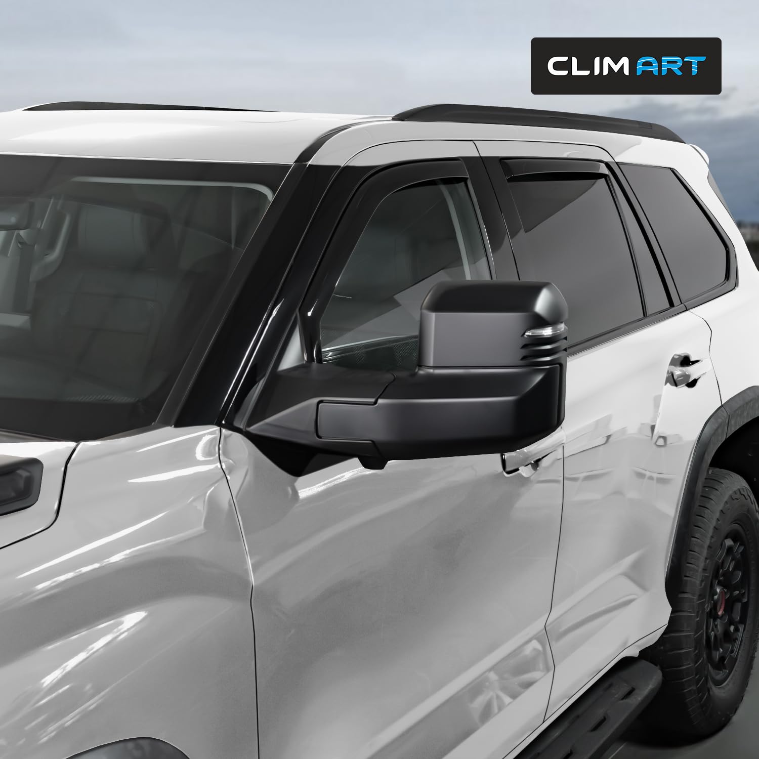 CLIM ART In-Channel Rain Guards for Toyota Sequoia 2023-2025, Durable Polycarbonate Window Deflectors, 4 pcs, Model 623277