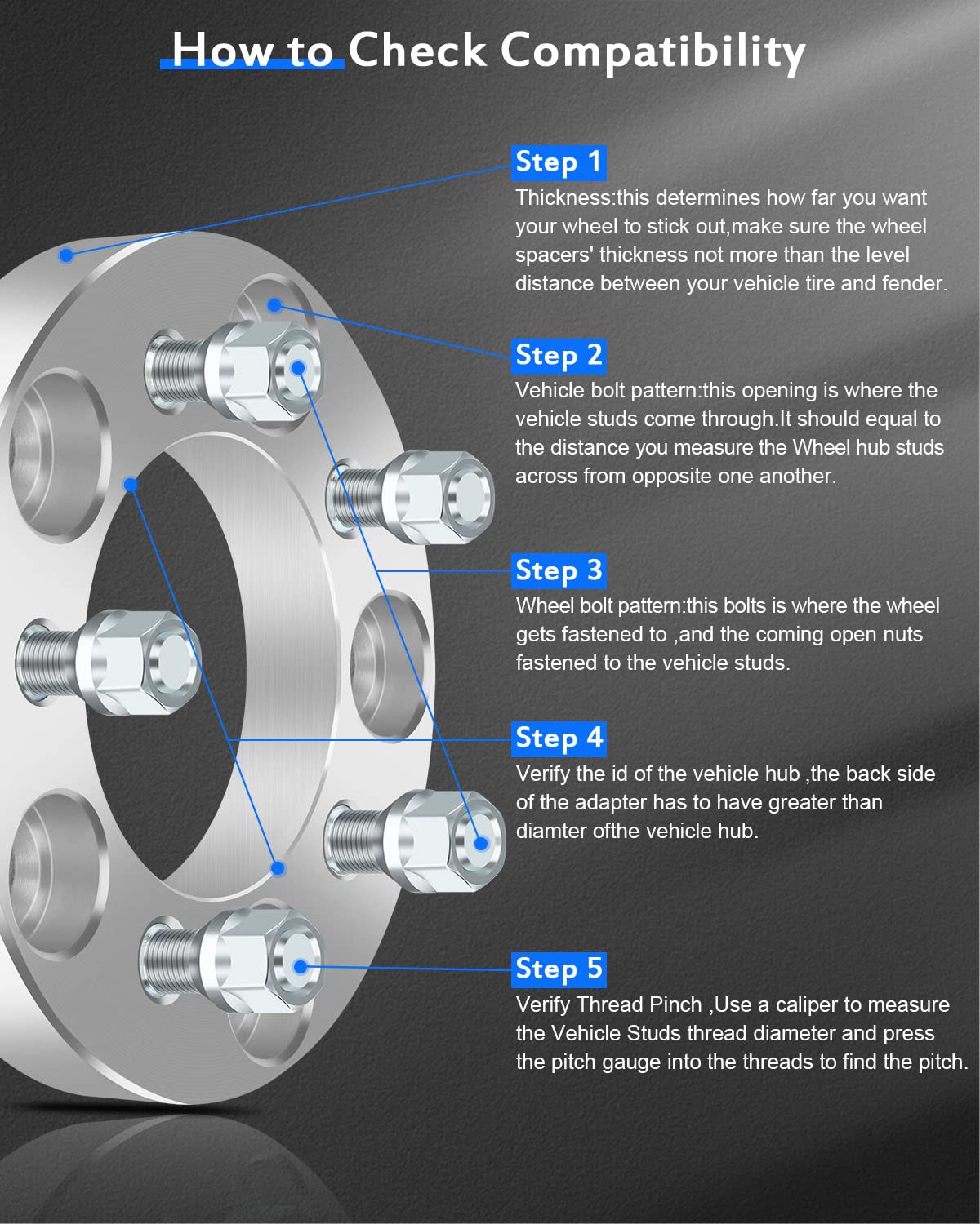 ECCPP 2X Change your bolt pattern from 5x5 to 5x4.5 5 Lug 1 inch Wheel Adapters 5x127mm to 5x114.3mm fit for 2008-2020 for Dodge