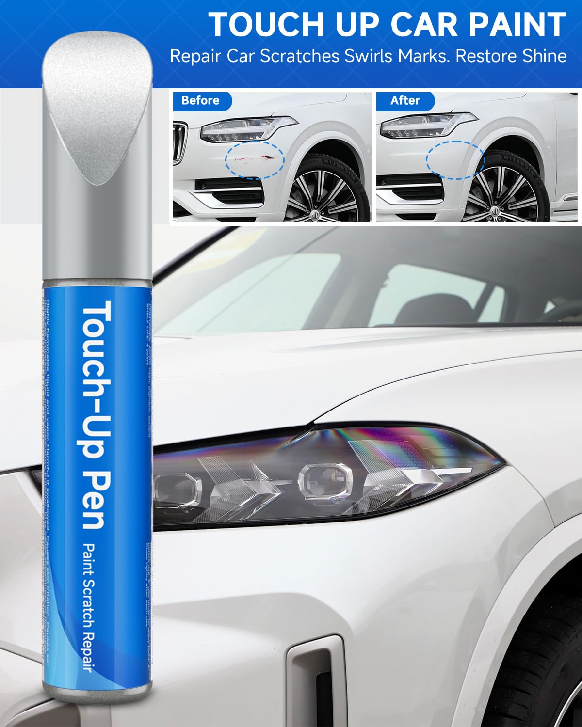 QAK Glacier White/White Touch Up Paint Compatible with Nissan Exact Match Touch Up Paint Car Scratch Repair