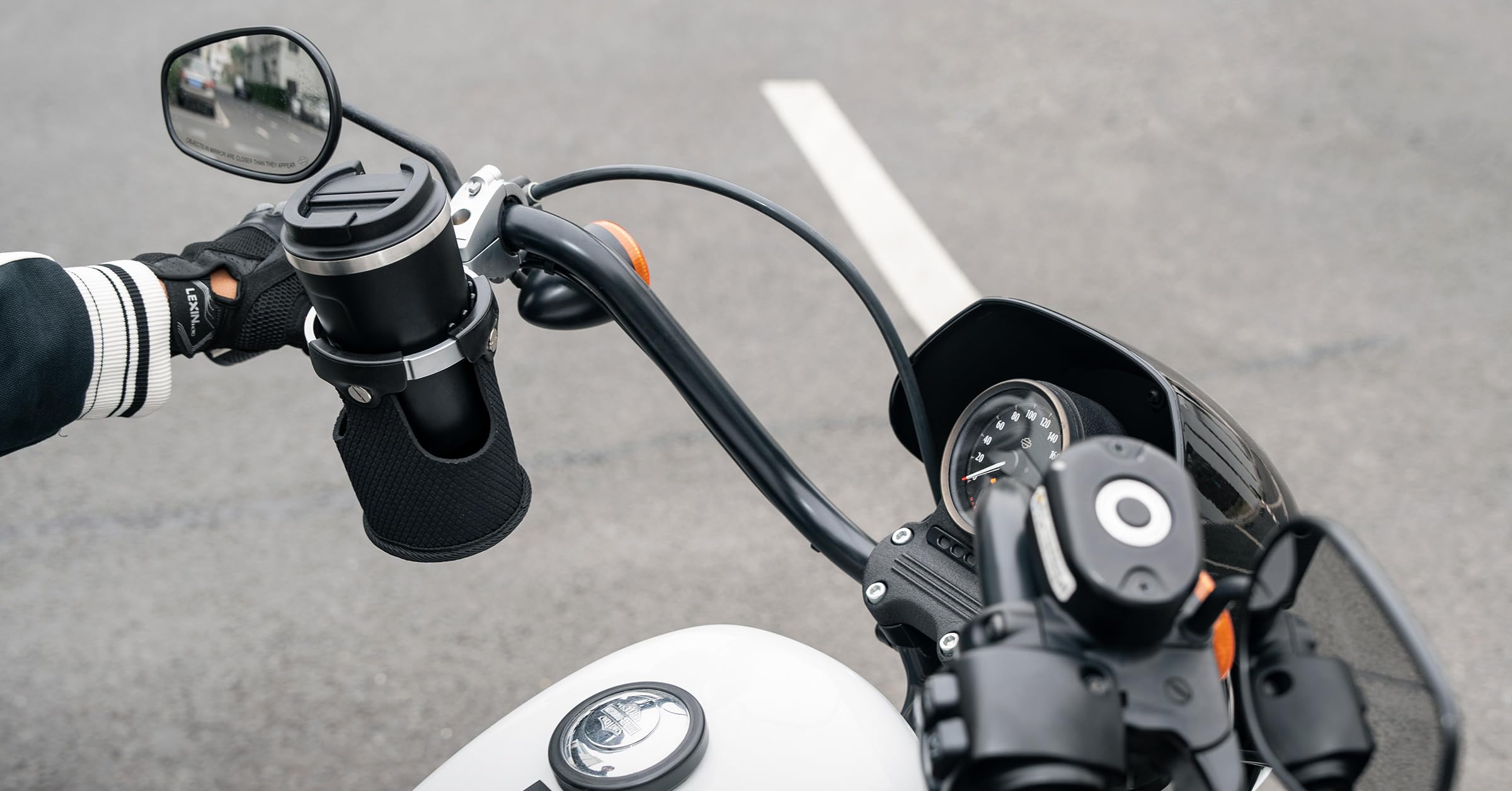LEXIN C3 Motorcycle Cup Holder for Harley Davidson, Drink Holder with 360Swivel Ball-Mount, Aluminum Clamp for 7/8'' to 1 1/4''