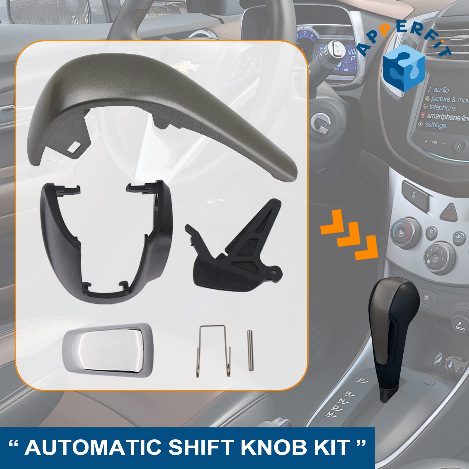 Apperfit Automatic Shift Shifter Knob Kit Compatible With Chevy Sonic 2012-2016, Chevy Trax 2015-2016 Replaces 42539736 42423234