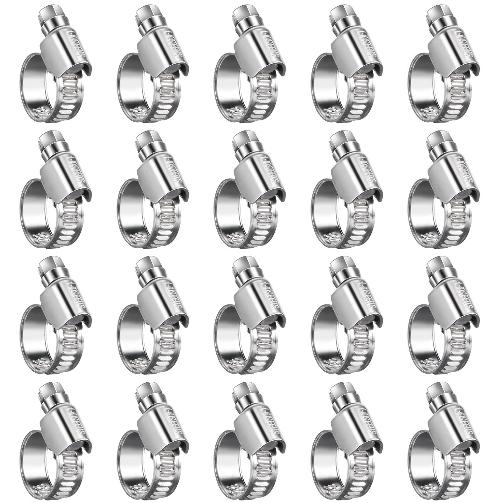 Steelsoft Non-Stripping Worm Gear Hose Clamp Micro Size#4, 3/8 to 5/8 inch Adjustable Stainless Steel Hose Clamps for 5/16''id F