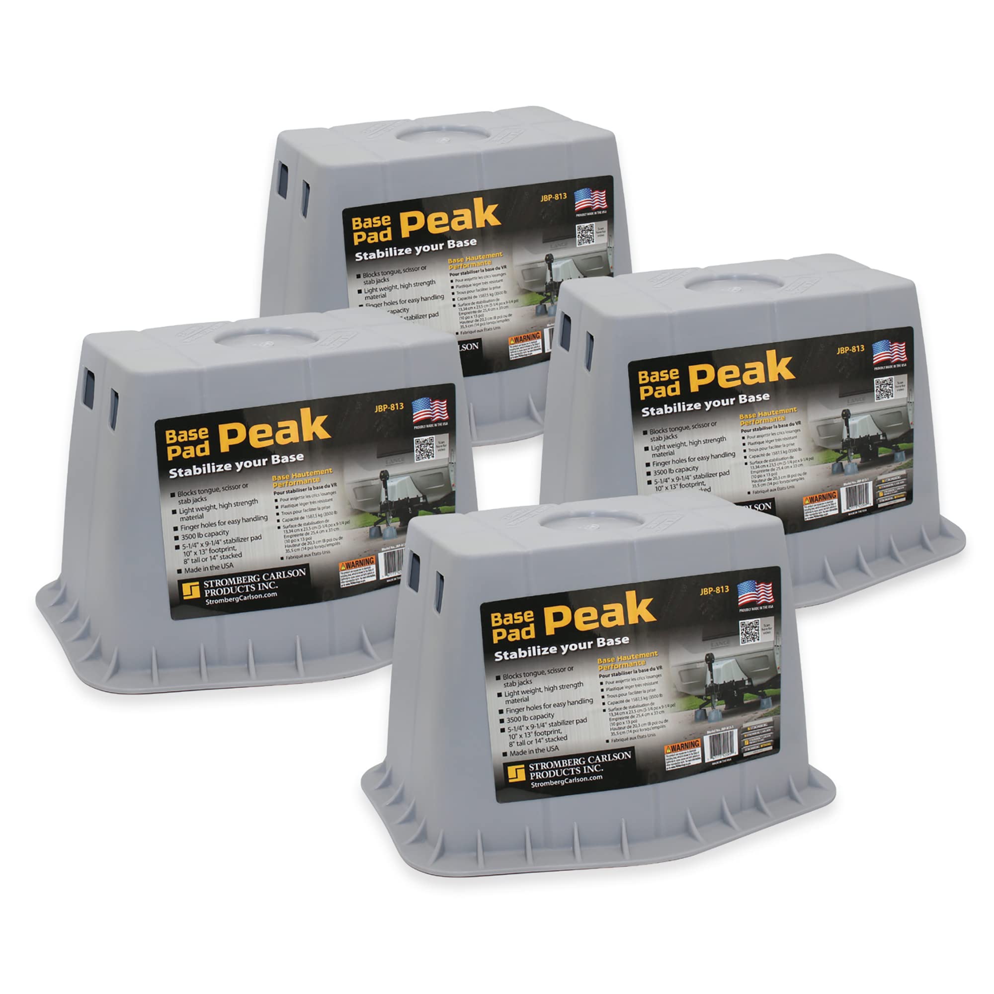 Stromberg Carlson Jbp-813.4 Base Pad Peak - Scissor Jack - Stab Jack - Jack Stands - Trailer Jack - Trailer Jack Block - Rv Accessories - Camper Accessories For Travel Trailers (4 Pack)