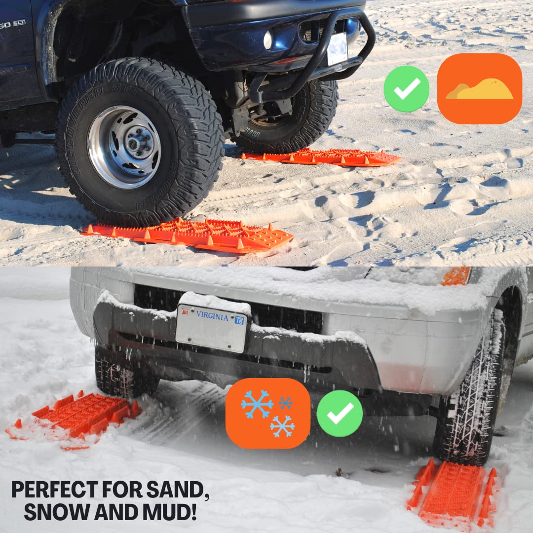 Maxsa 20333-Od Heavy-Duty Escaper Buddy Traction Mats For Off-Road Mud, Sand, & Snow Vehicle Extraction, Bendable, Unbreakable, Olive Drab, 2 Pack