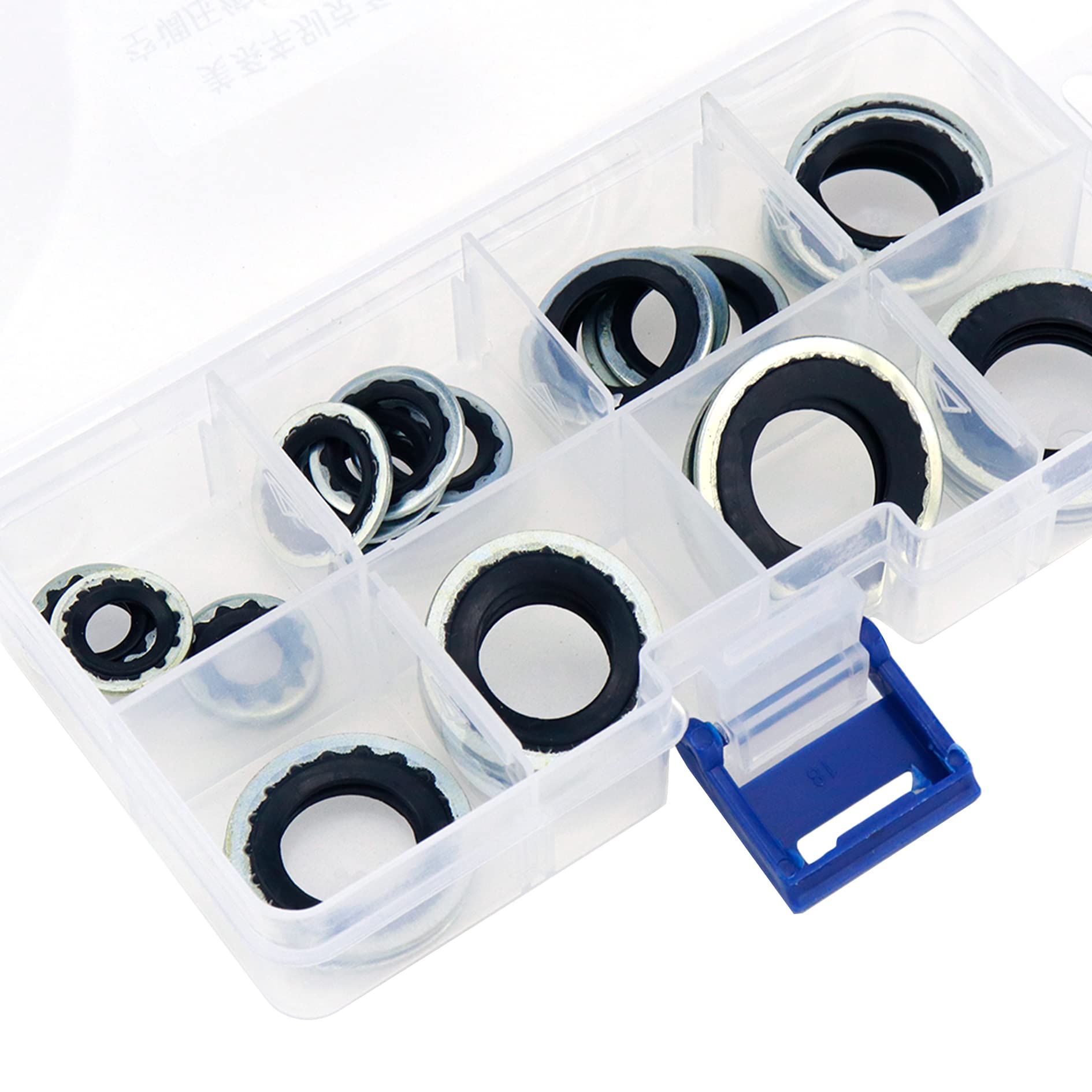 S Sydien 30Pcs A/C Gasket Assortment Kit, 15-32241 Gm Original Equipment Bonded Seal Gasket, 6 Size Air Conditioning Compressor Port Seal Washer Kit (Black)