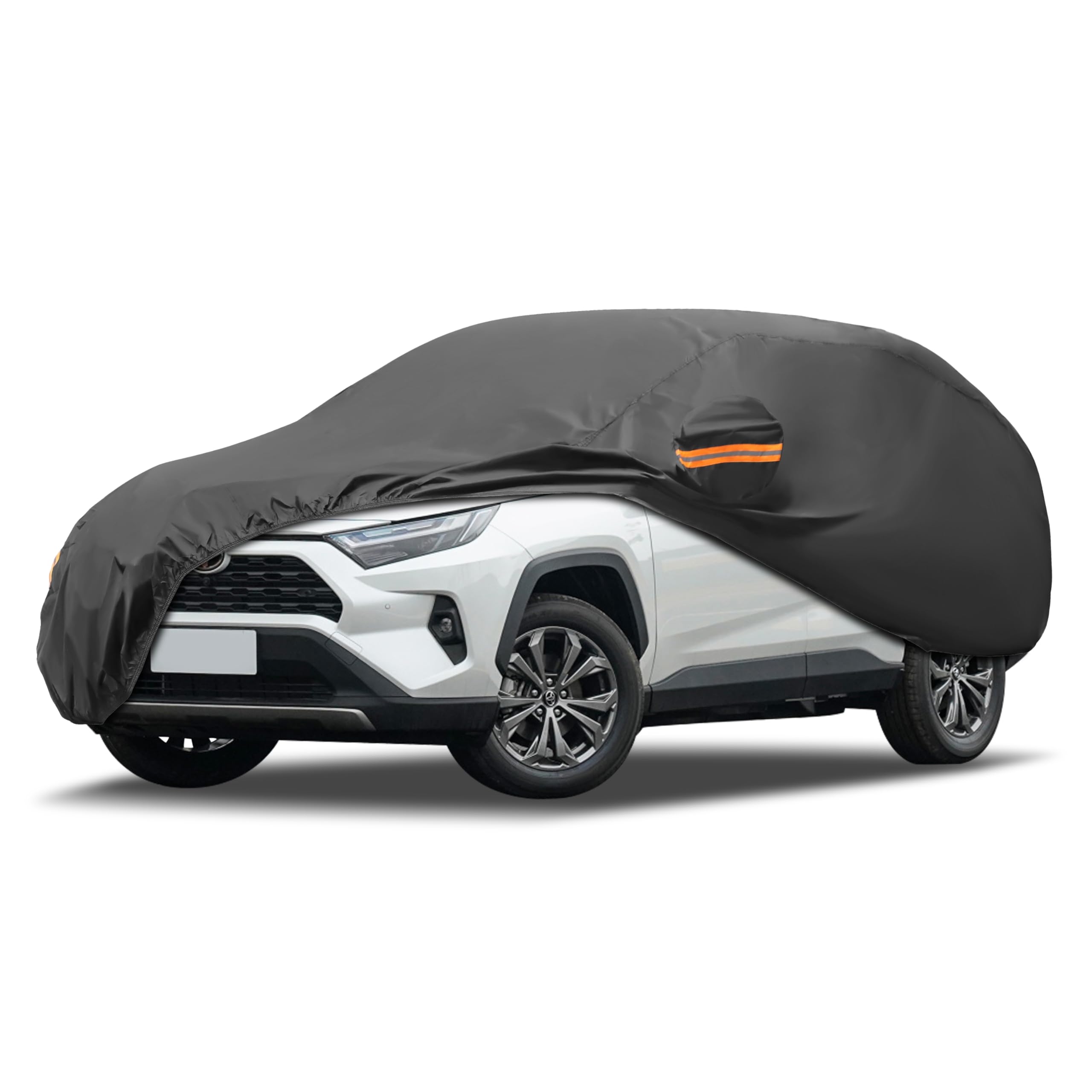 Mornyray Compatible With Toyota Rav4,Car Cover Outdoor Waterproof Sun Rain Snow Hail Protection With Driver Door Zipper (Black,