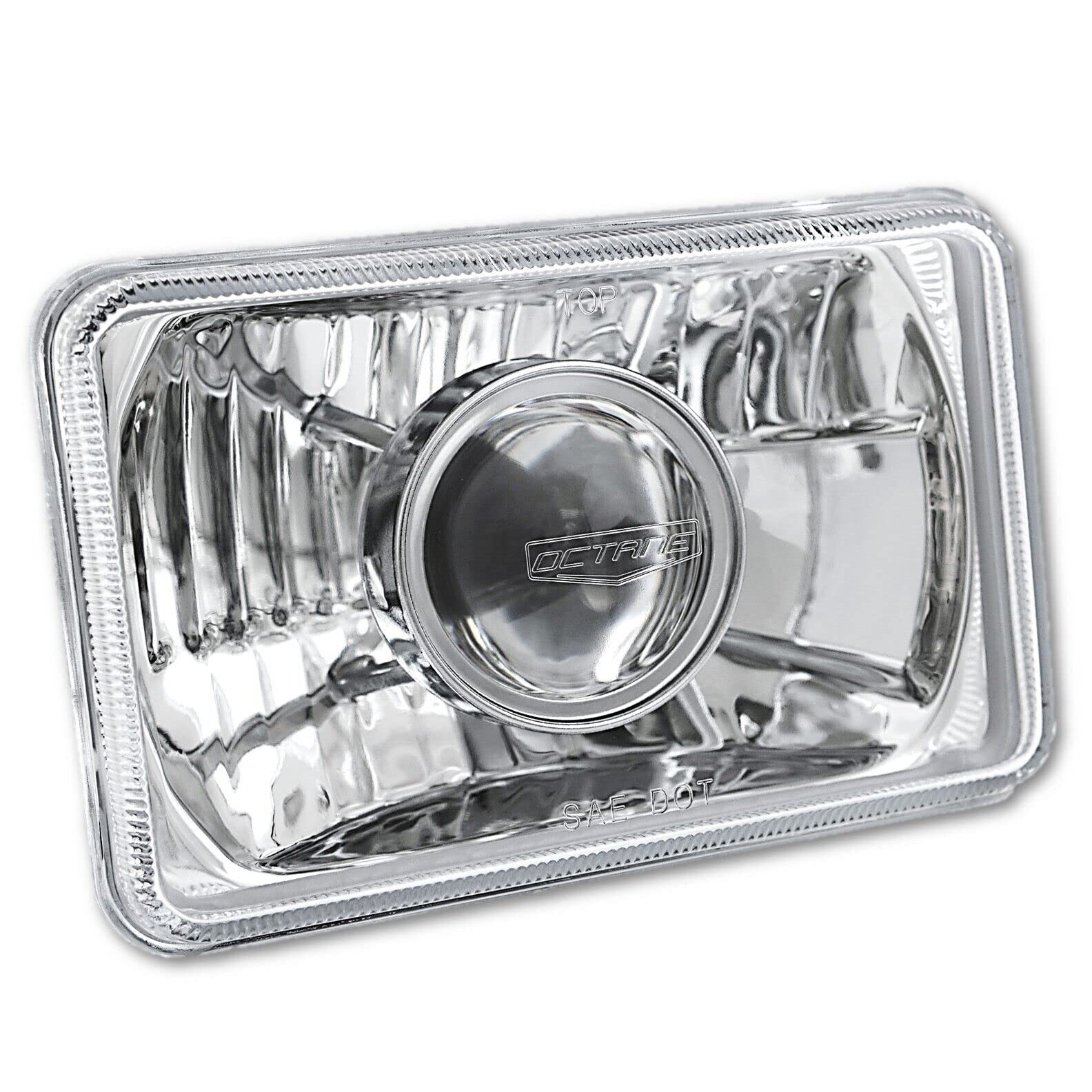 Octane Lighting H4 Halogen Headlight Bulb Pair, 4x6 Inch, Super White, Crystal Clear Lens, Model OL-138
