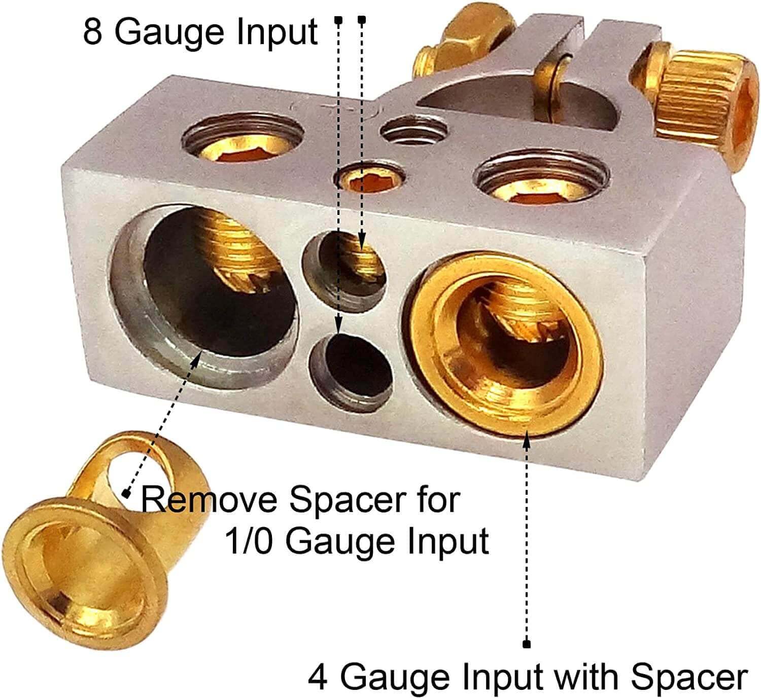SUNMORN Battery Terminal Connectors, Heavy Duty Metal, 0/2/4/6/8/10 AWG, Silver, Top Post with Shims Protector Cover