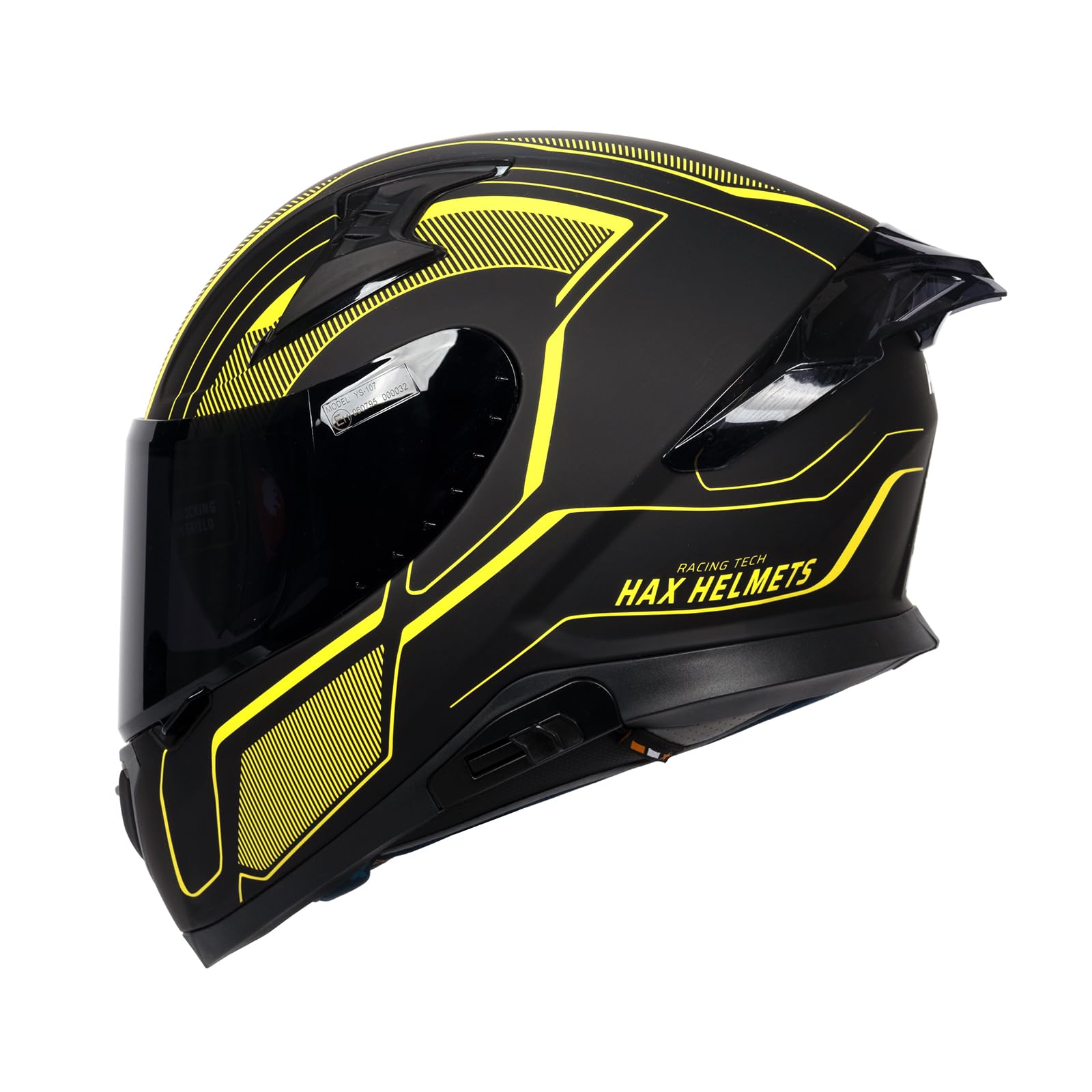 HAX Full Face Motorcycle Helmet with Dual Rear Wing and Pinlock Ready DOT Approved - Lightweight and Durable Motorbike Street Bi
