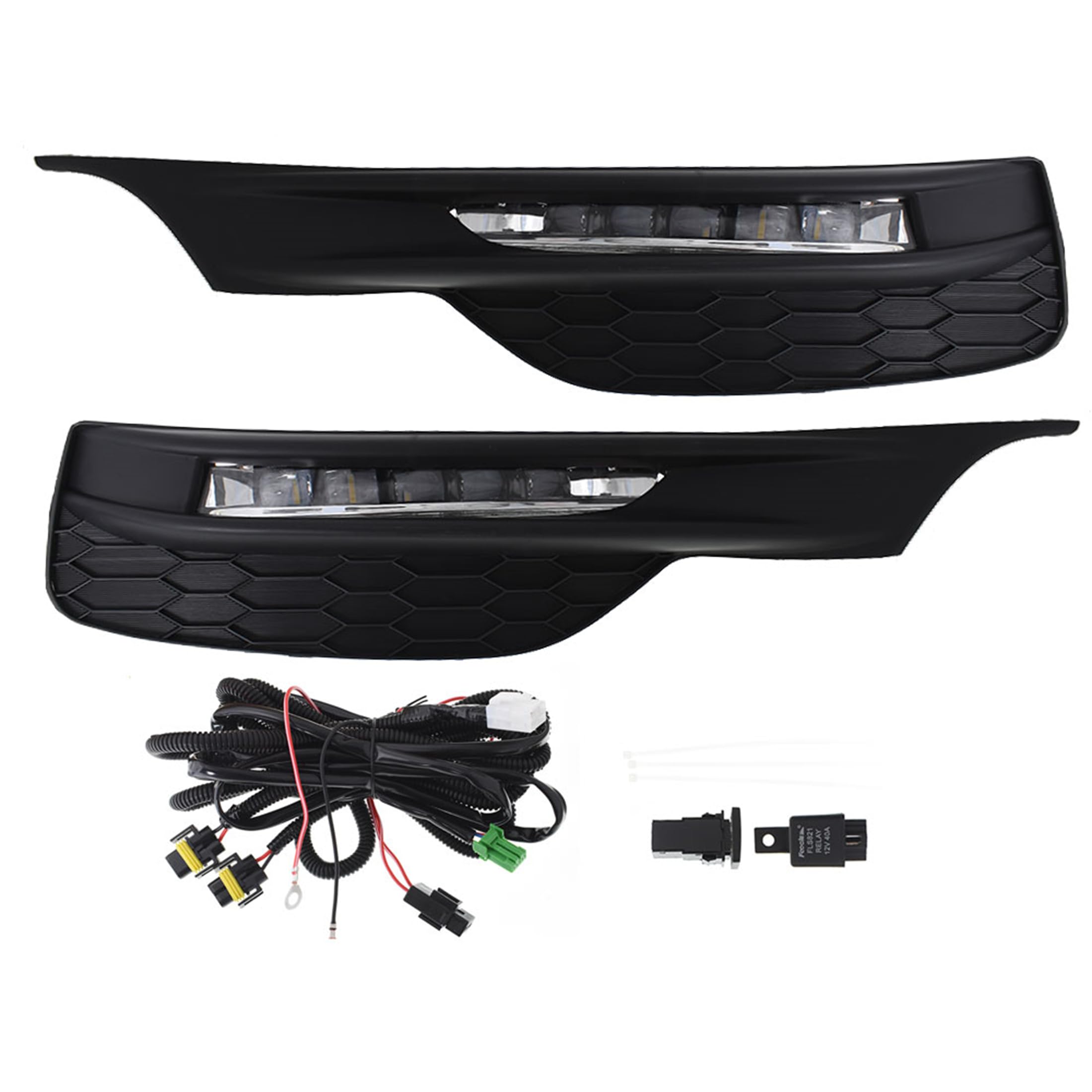 Thomletha Left and Right Front Fog Lights Assembly Replacement for Accord Sedan 4Dr 2016 2017 with Bezel Wiring Harness and Swit