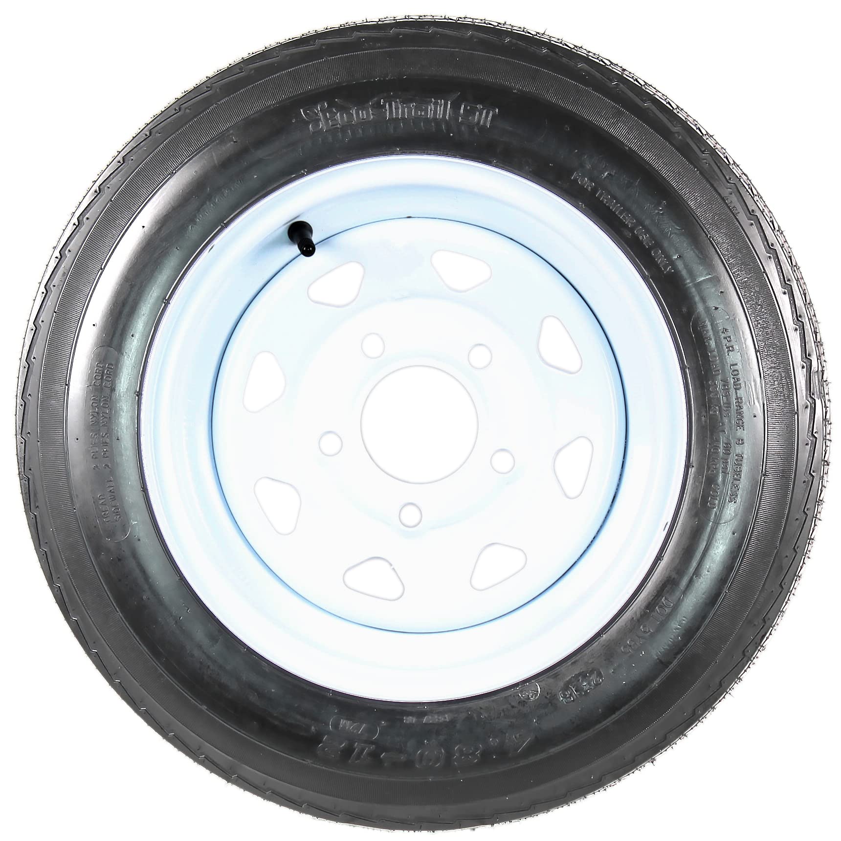 Ecustomrim 2-Pack Trailer Tire On Rim 4.80-12 480-12 5 Lug White Spoke Wheel - 2 Year Warranty W/Free Roadside