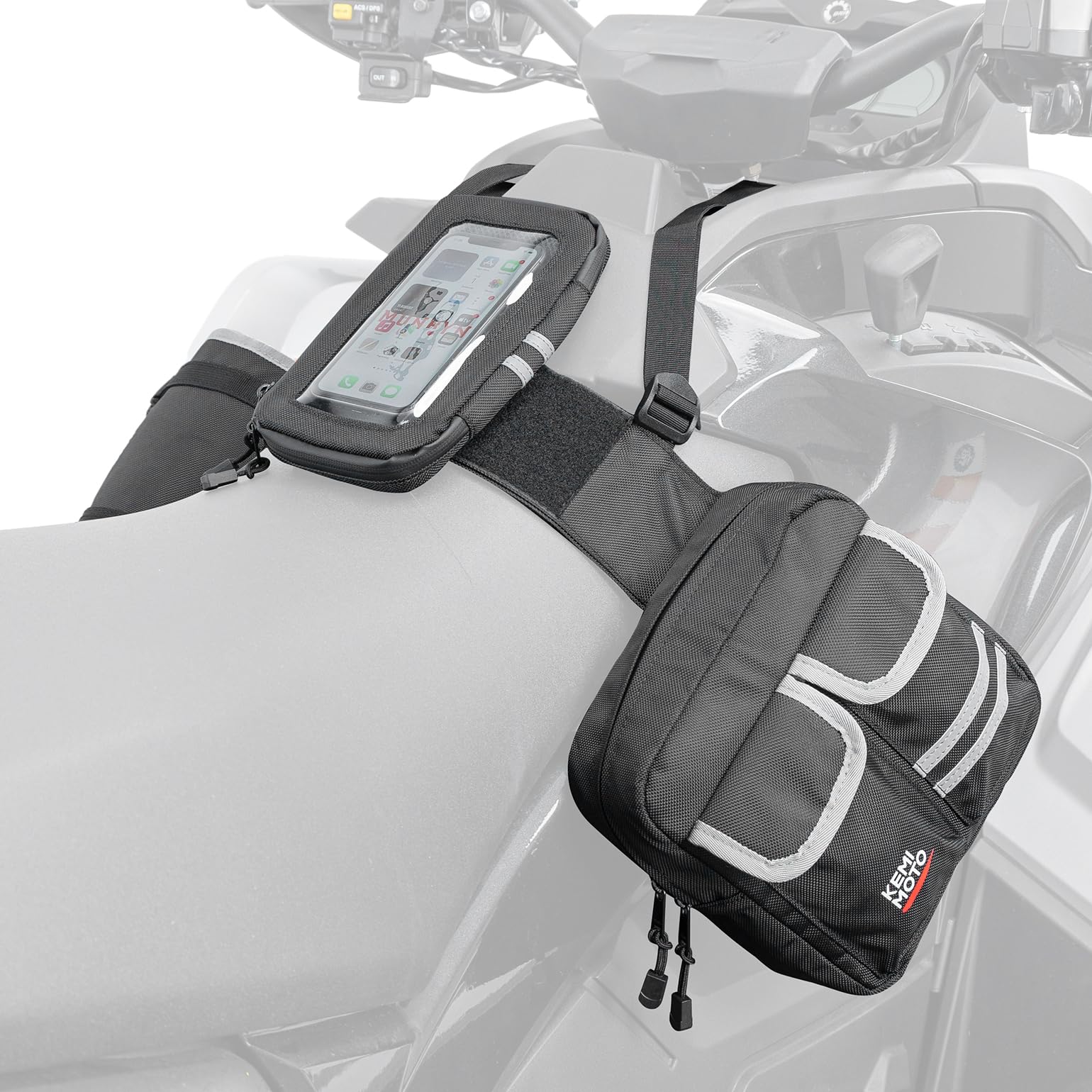 KEMIMOTO ATV Saddle Bag Tank Bag, Water-Resistant Motorcycle Gas Tank Bag for ATV Motorcycle Snowmobile Compatible with Polaris 