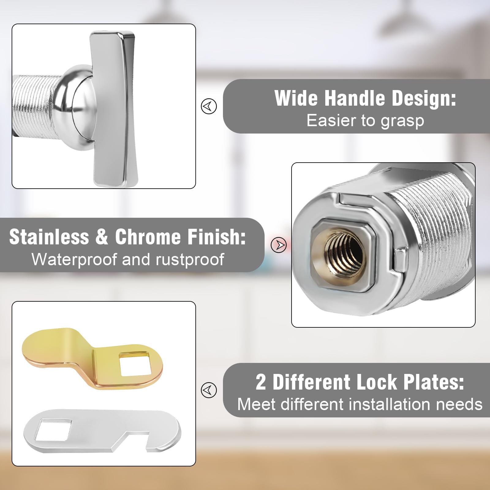 Sartatue Cam Lock Thumb Operated Offset, 1-1/8    Cabinet Locks 2Pcs Rv Compartment Lock, Rv Storage Locks Replacements Keyless