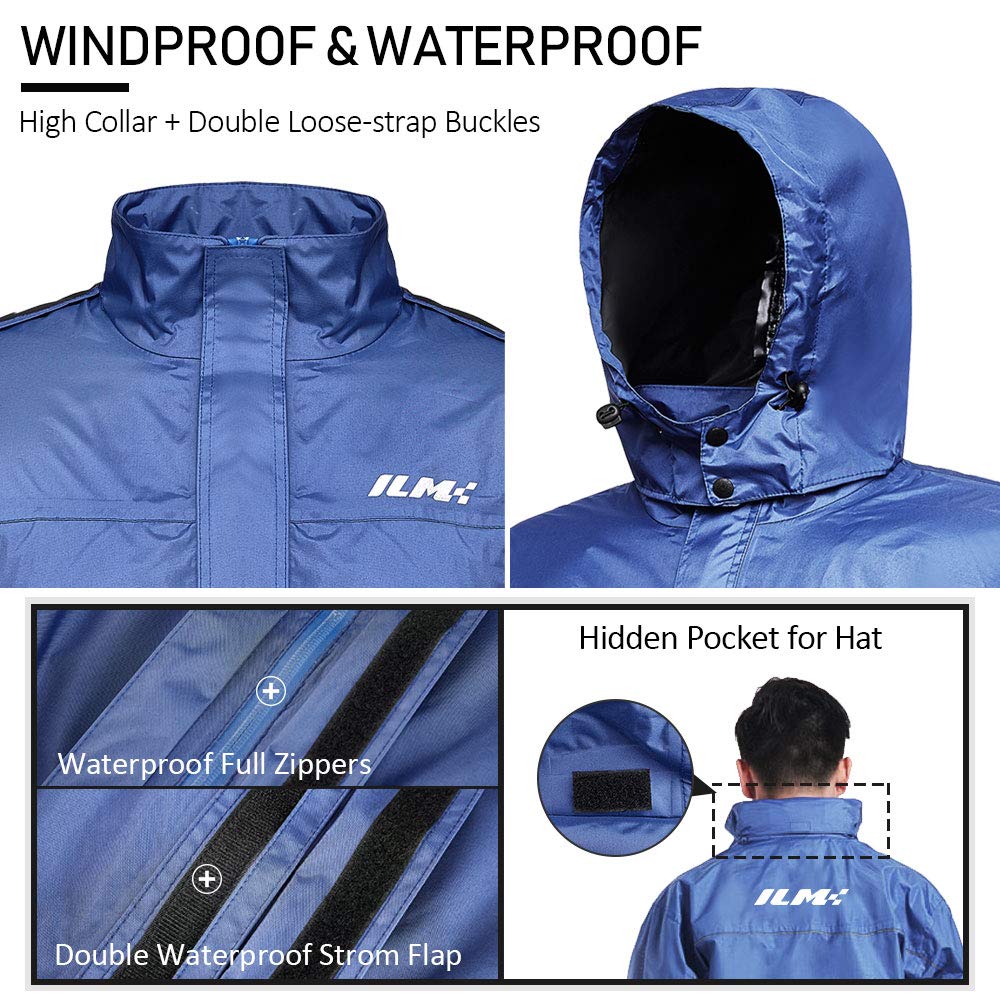 Ilm Motorcycle Rain Suit For Women Waterproof Resistant Raincoat 6 Pockets 2 Pieces Packable Rainwear Jacket And Pants Model Rs0