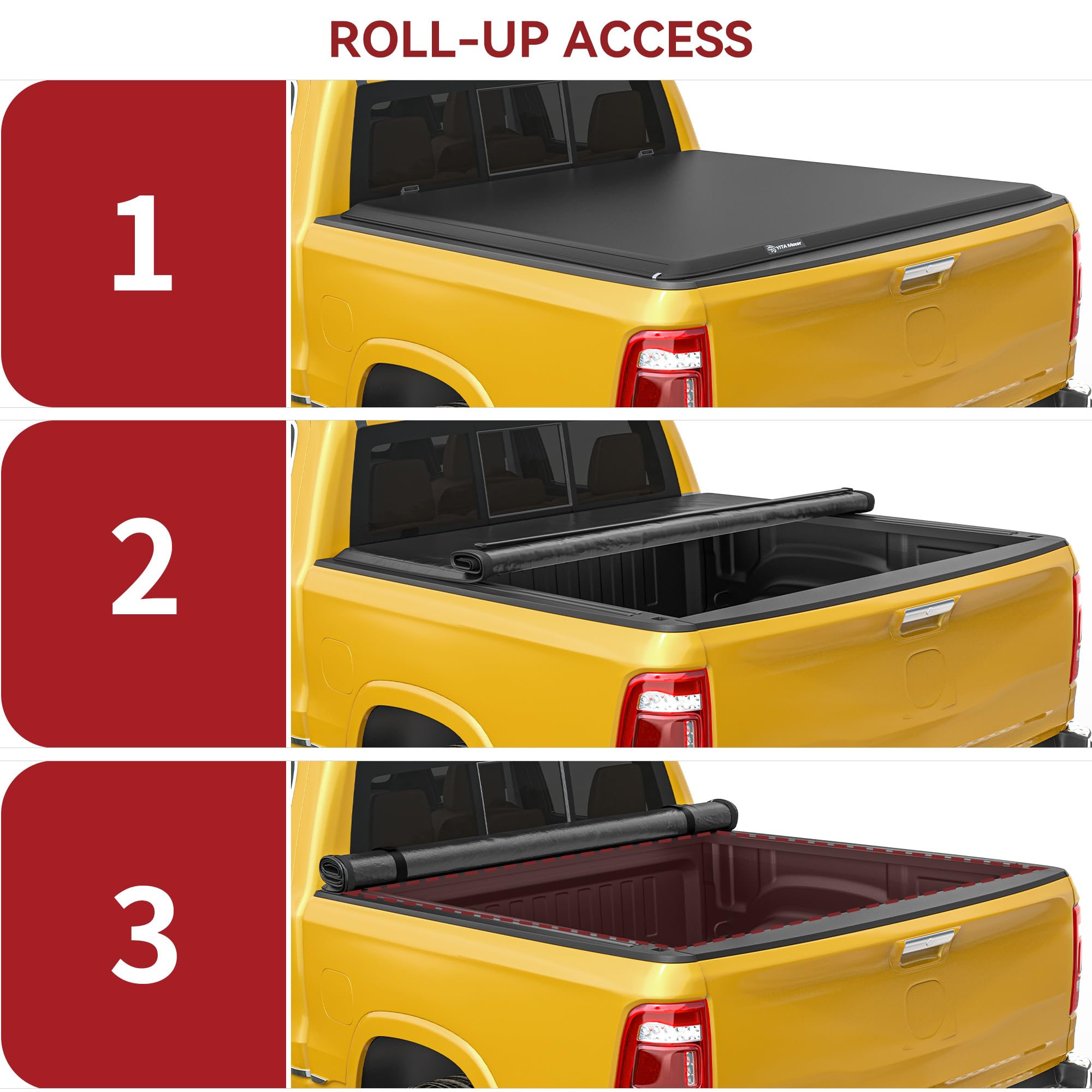 Yitamotor Soft Roll Up Truck Bed Tonneau Cover Compatible With 2002-2024 Dodge Ram 1500 (Classic Only), Fit For 2003-2025 Dodge