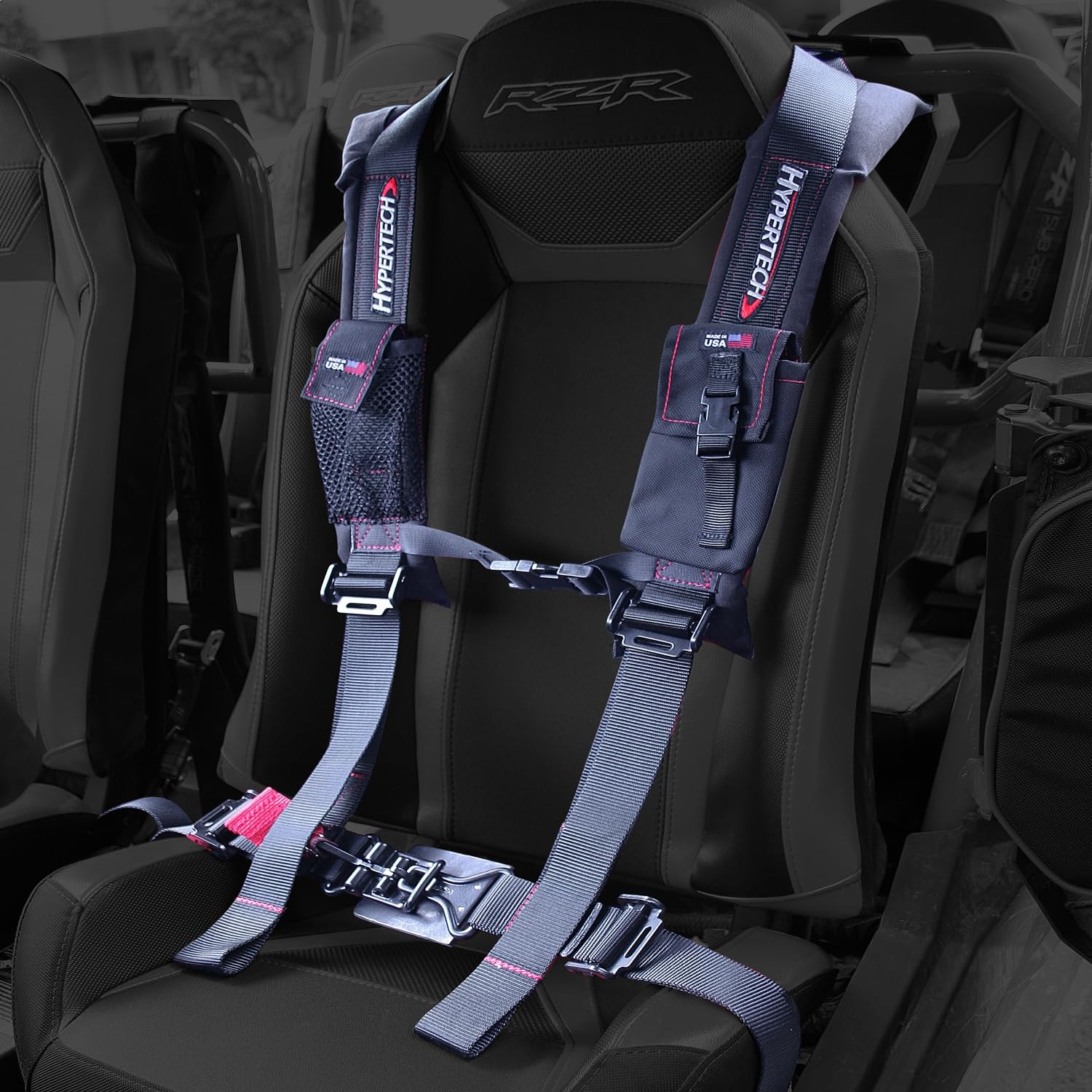 Hypertech 3001003 Utv 4-Point Safety Harness, 2' Black Nylon Straps
