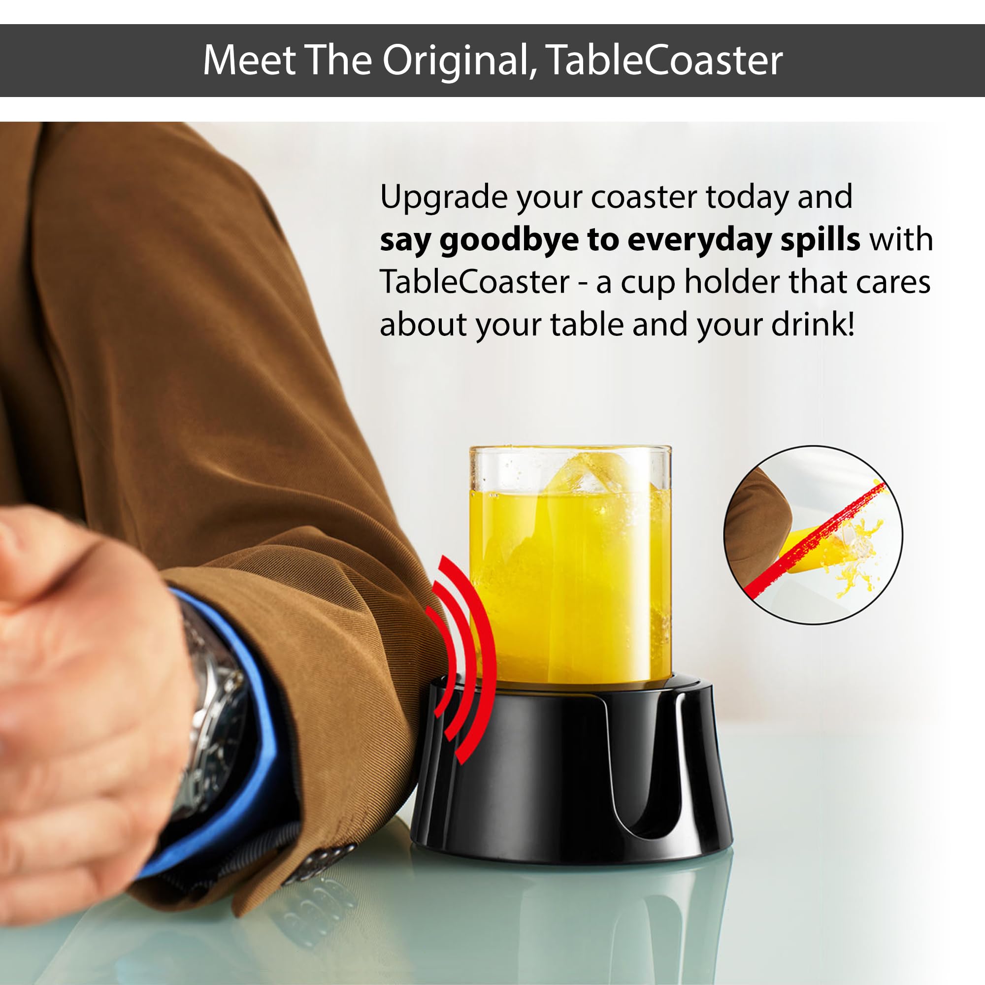 HIT PRODUCTS TableCoaster - Anti-Spill Cup Holder, Glacier White, Model TCWHTE, Tacky Base, Ideal for RVs and Boats