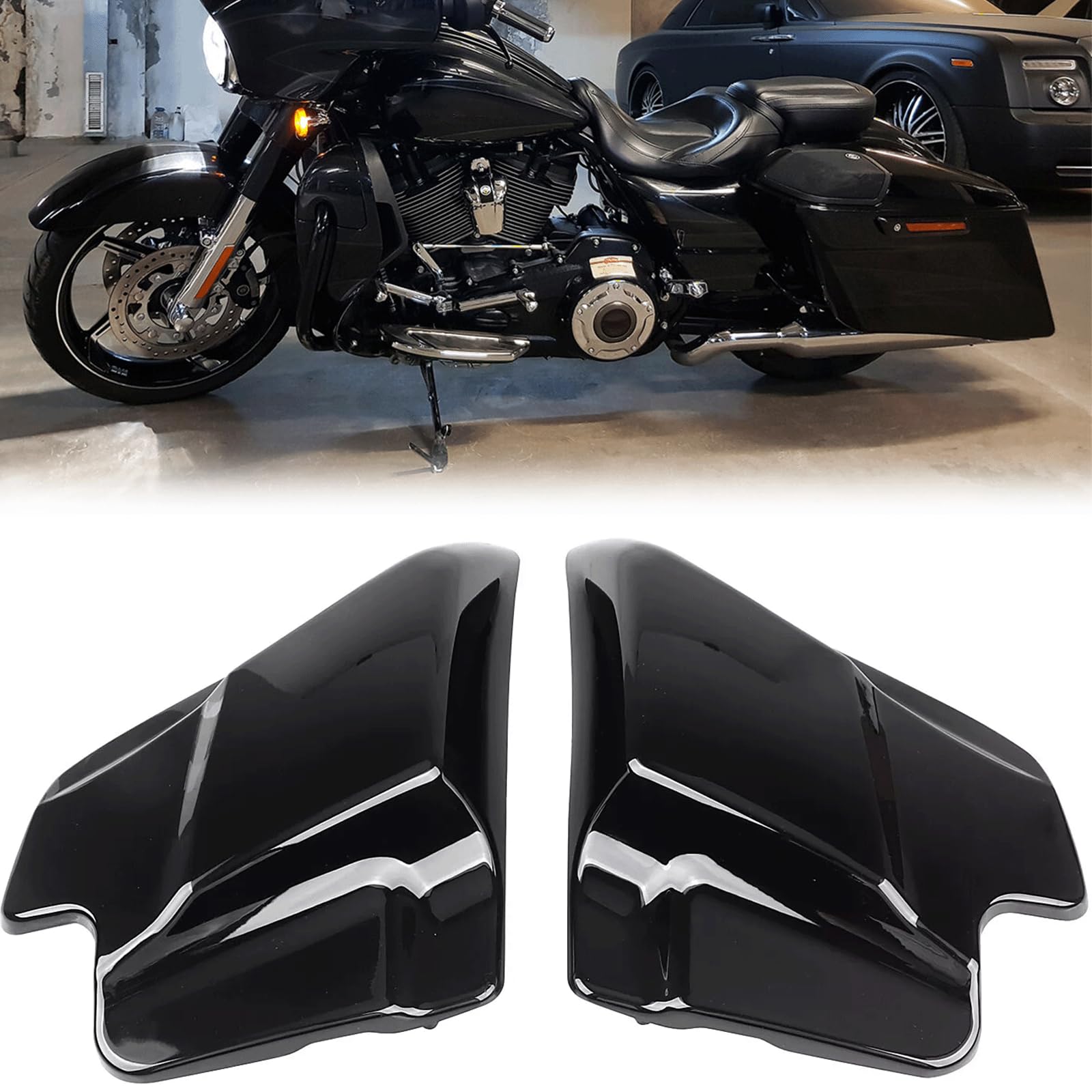 VPZMT Vivid Black Side Cover Panel for 2009-2025 Harley Touring/Road King/Road Glide/Electra Glide/Street Glide, Left & Right, R
