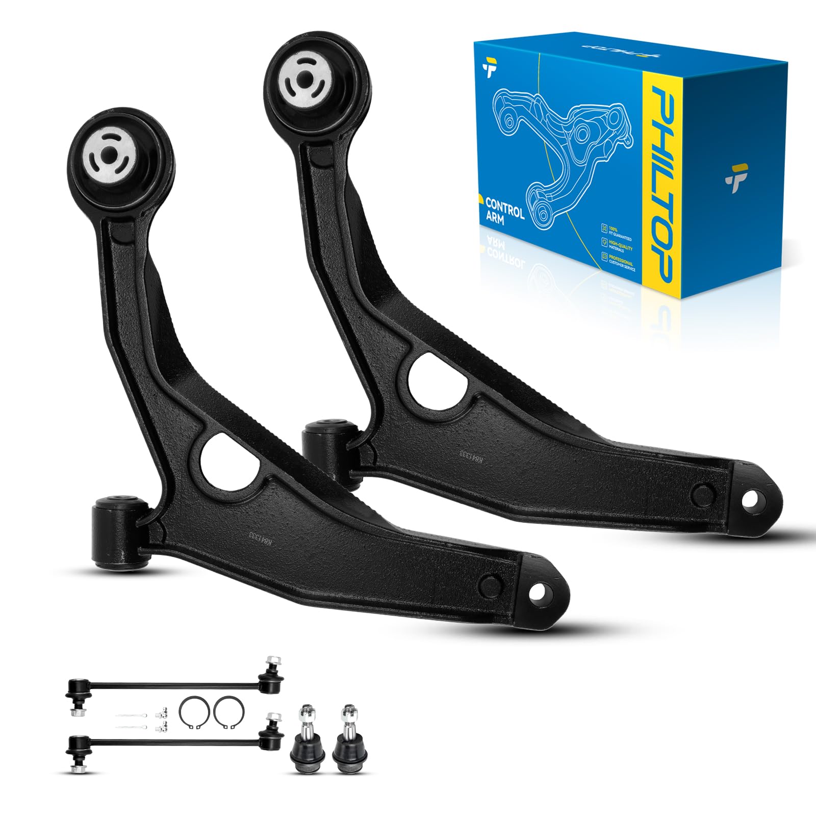 PHILTOP 6pcs Front Lower Control Arm Kit for Dodge Journey 2009-2014, Crossroad/Limited R/T SXT 2015 Suspension Kit, Sway Bar En