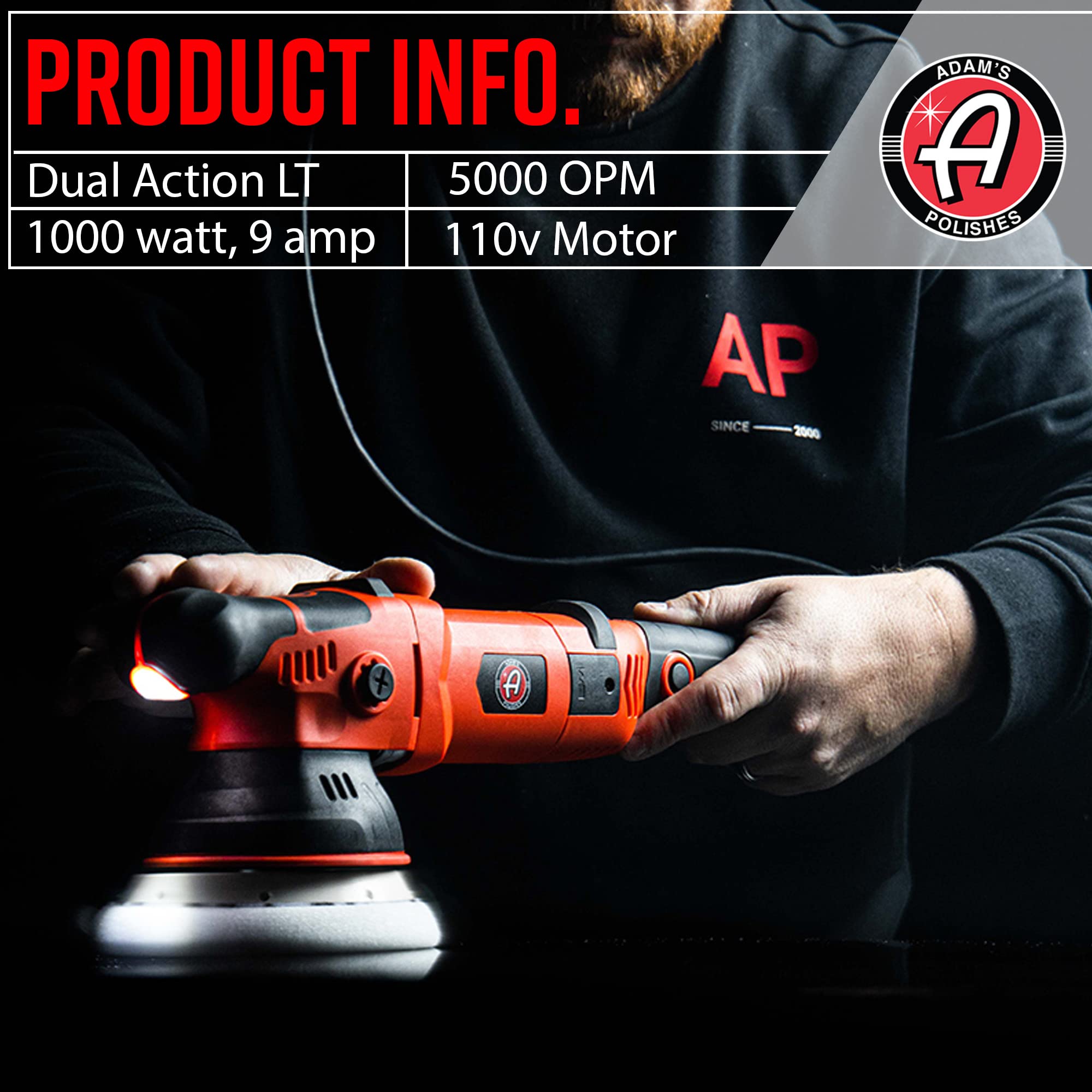 Adam's Polishes SK Pro 15mm Car Polisher - Red Aluminum Professional Buffer for Car Detailing