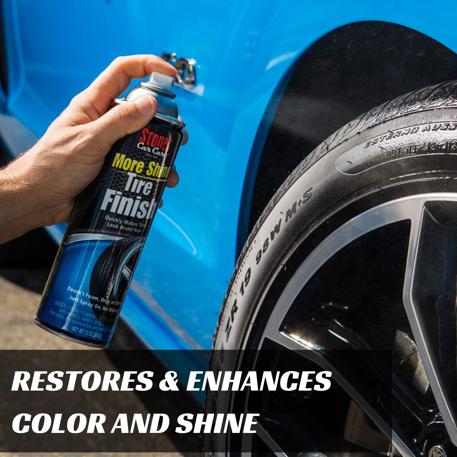 Stoner Car Care 91094-6Pk More Shine Tire Finish For Tire And Wheel Care Creates A Long-Lasting, Rain-Resistant Tire Shine, Makes Faded Tires Look New, Non-Greasy Formula, 12 Oz, Pack Of 6