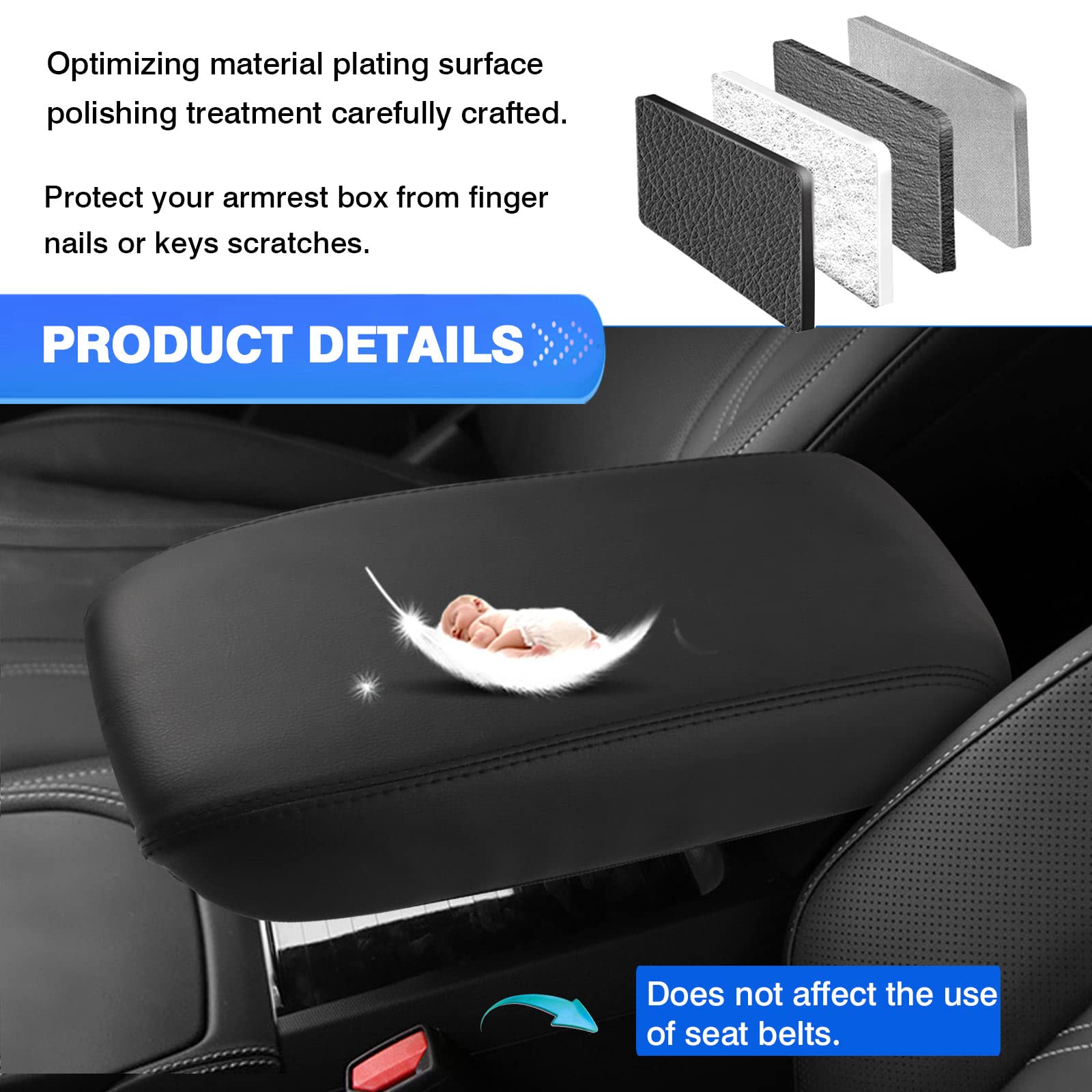 Autorder Center Console Cover for Ford Maverick 2022 2023 2024 Accessories Armrest Cover Anti-Scratch Middle Console Pad Leather