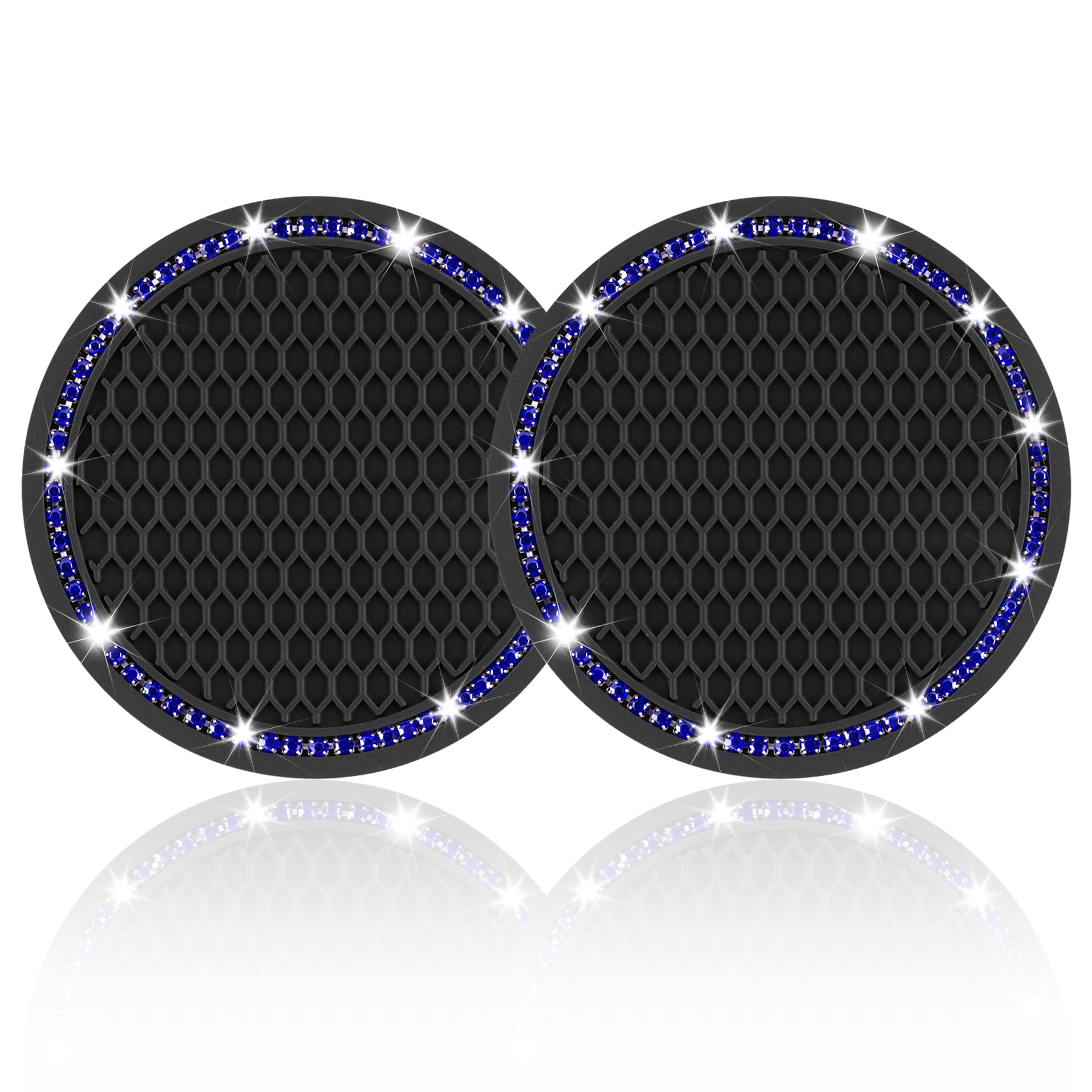 JUSTTOP 2 Pack Universal Auto Anti Slip Cup Holder Insert Coaster, Car Cup Holder Coaster, Bling Crystal Rhinestone Car Interior