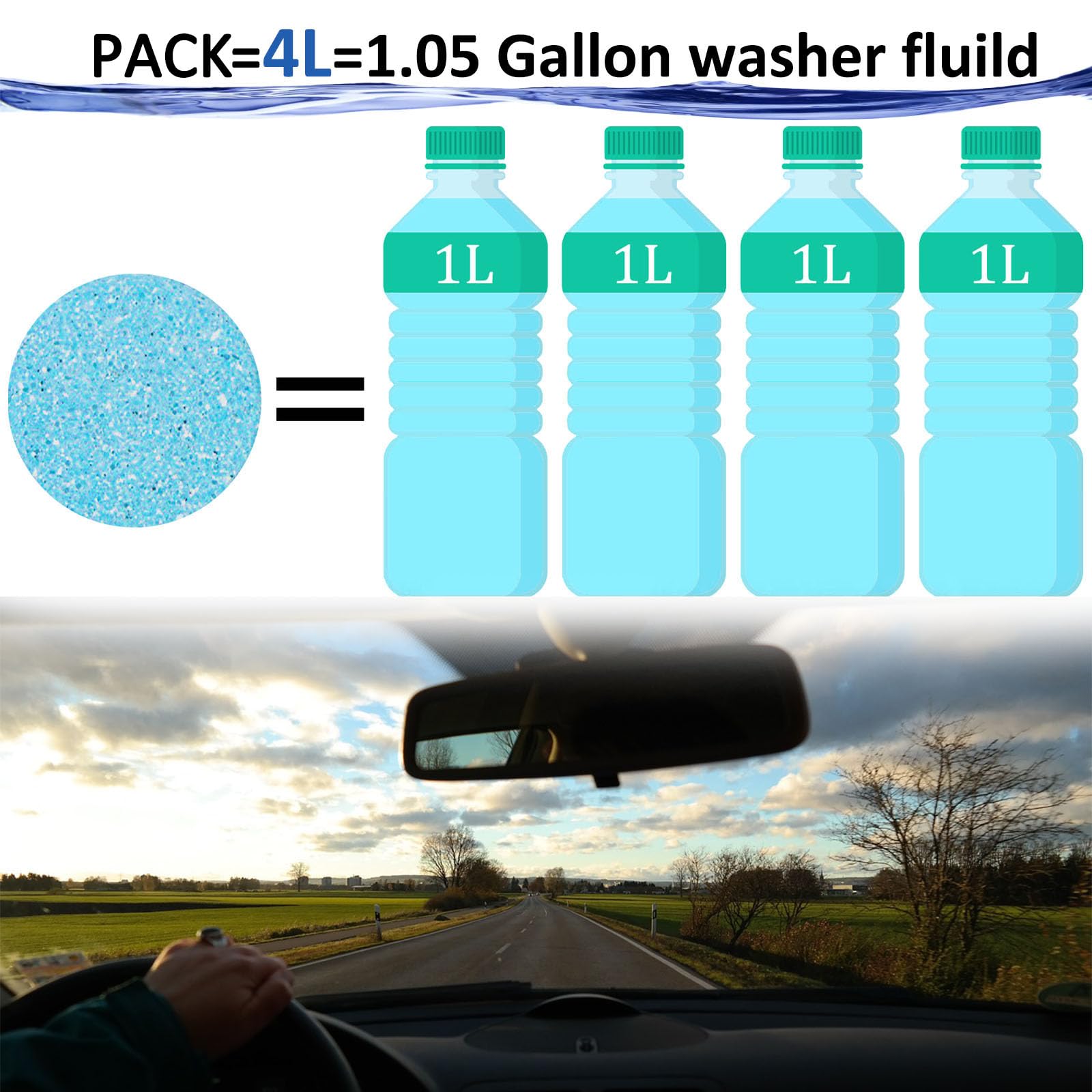 Beieverluck Windshield Washer Fluid Tablets - 400 Count Effervescent Cleaning Tablets for Cars, Windows, and Kitchens