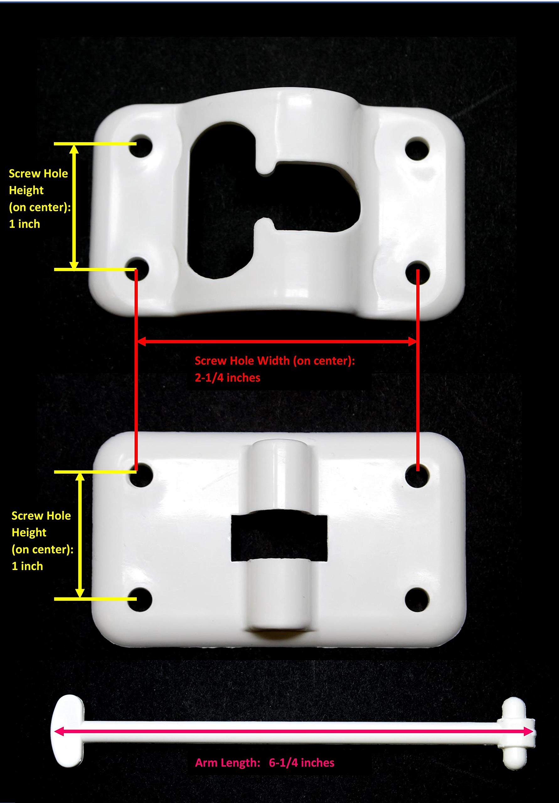 Jsp Manufacturing White Plastic 6” T-Style Entry Door Catch Latch Holder For Rv Camper Trailer Cargo Hatch Assembly Kit (2)