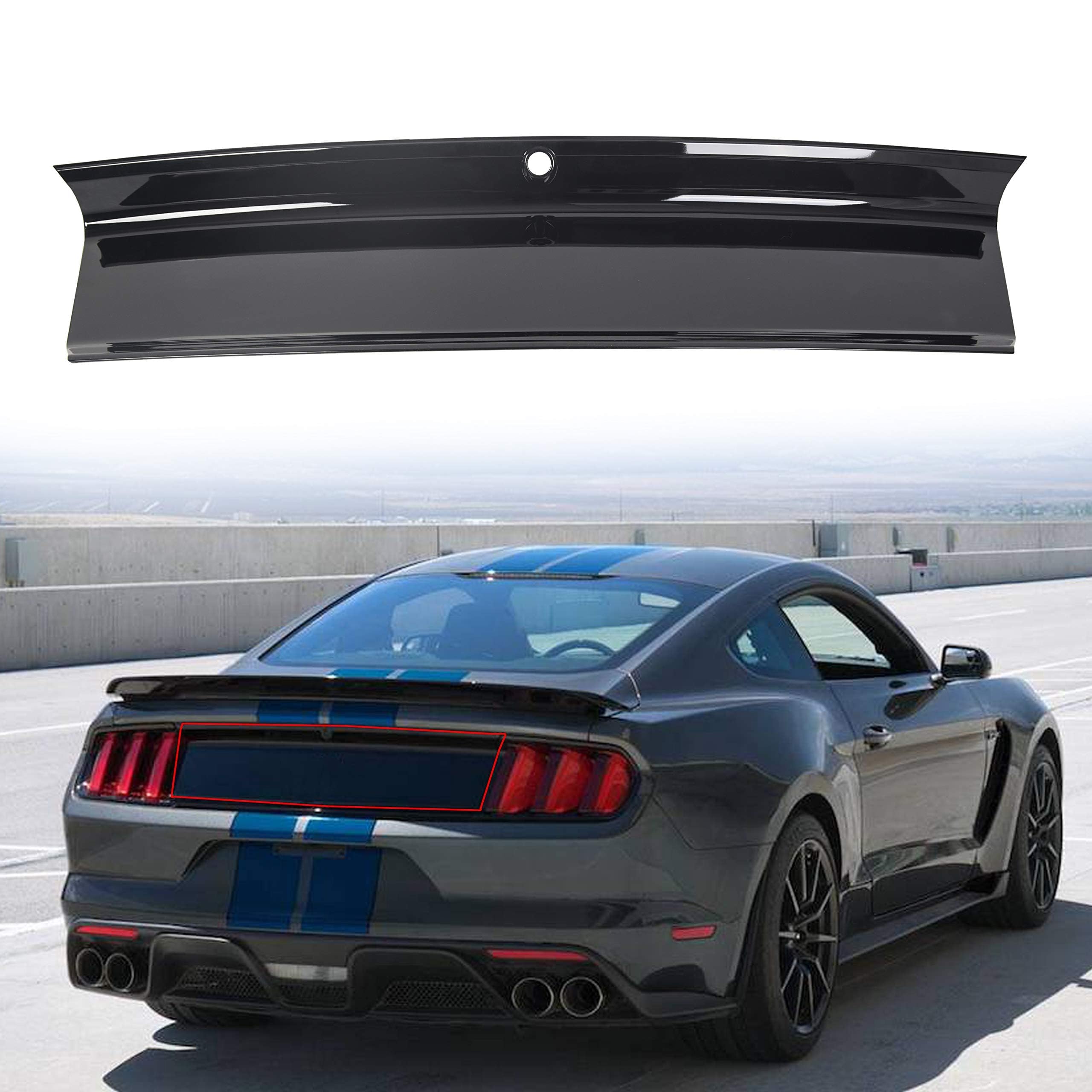 ECOTRIC Trunk Decklid Trim Panel for 2015-2023 Ford Mustang, Black ABS Plastic, Model VC-LYAP-350-2S