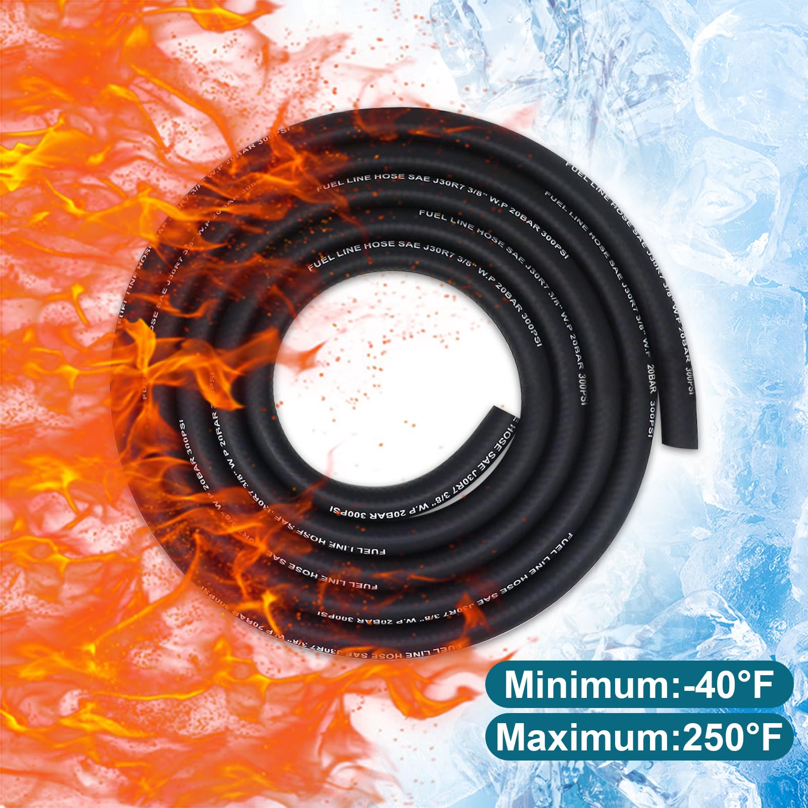 Vwtni 5/16 Fuel Hose, 10 Feet Nbr Rubber Gasoline Tube With 10 Pcs Stainless Steel Clamps, Fuel Line Kit