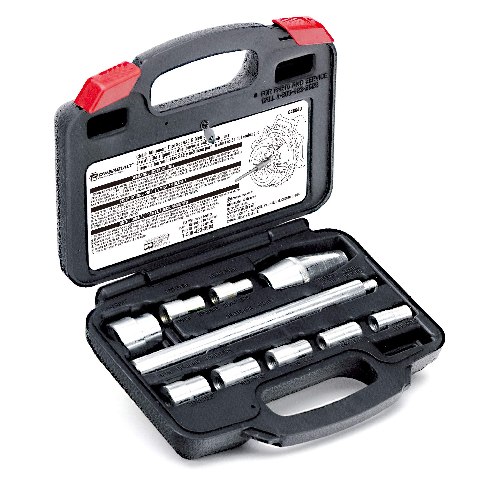 Powerbuilt Alltrade 648649 Kit 21 Clutch Pilot Sae/Mm Tool Set Silver